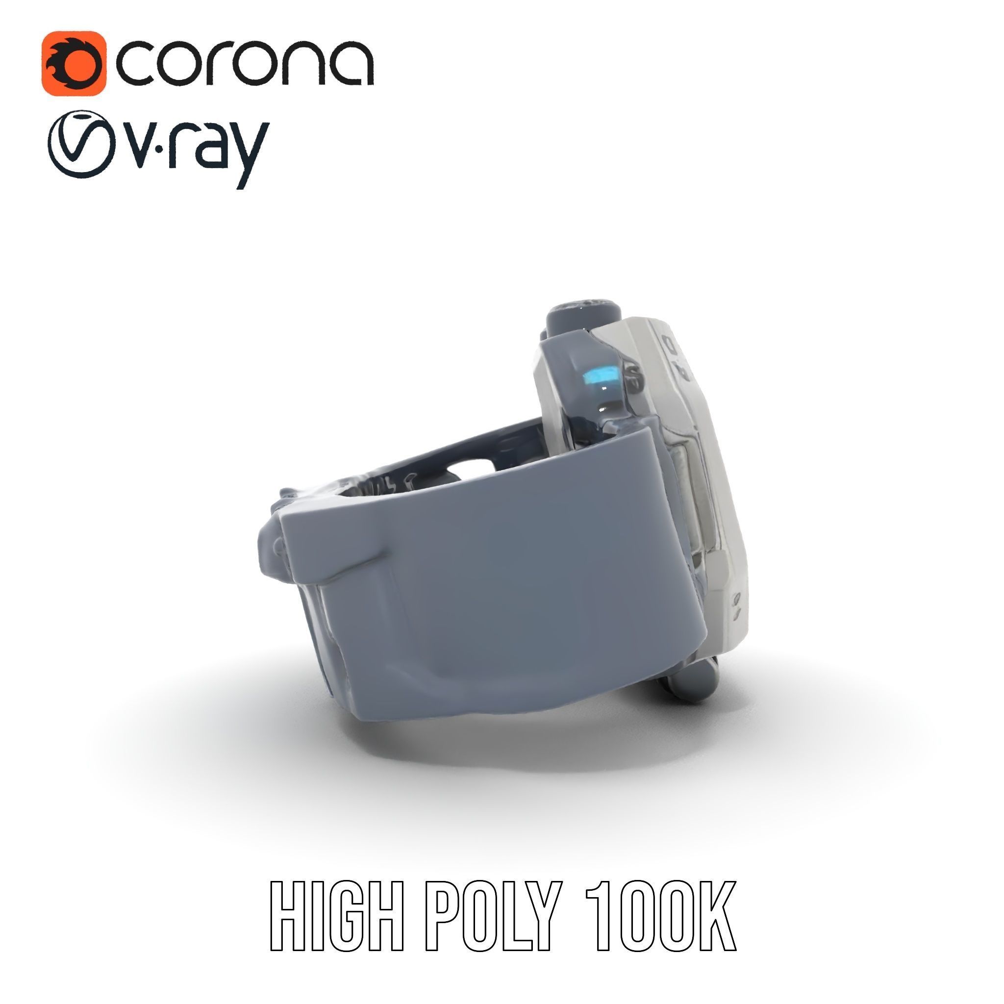 Futuristic Tactical Wristwatch Model Pack Low-poly 3D model_20