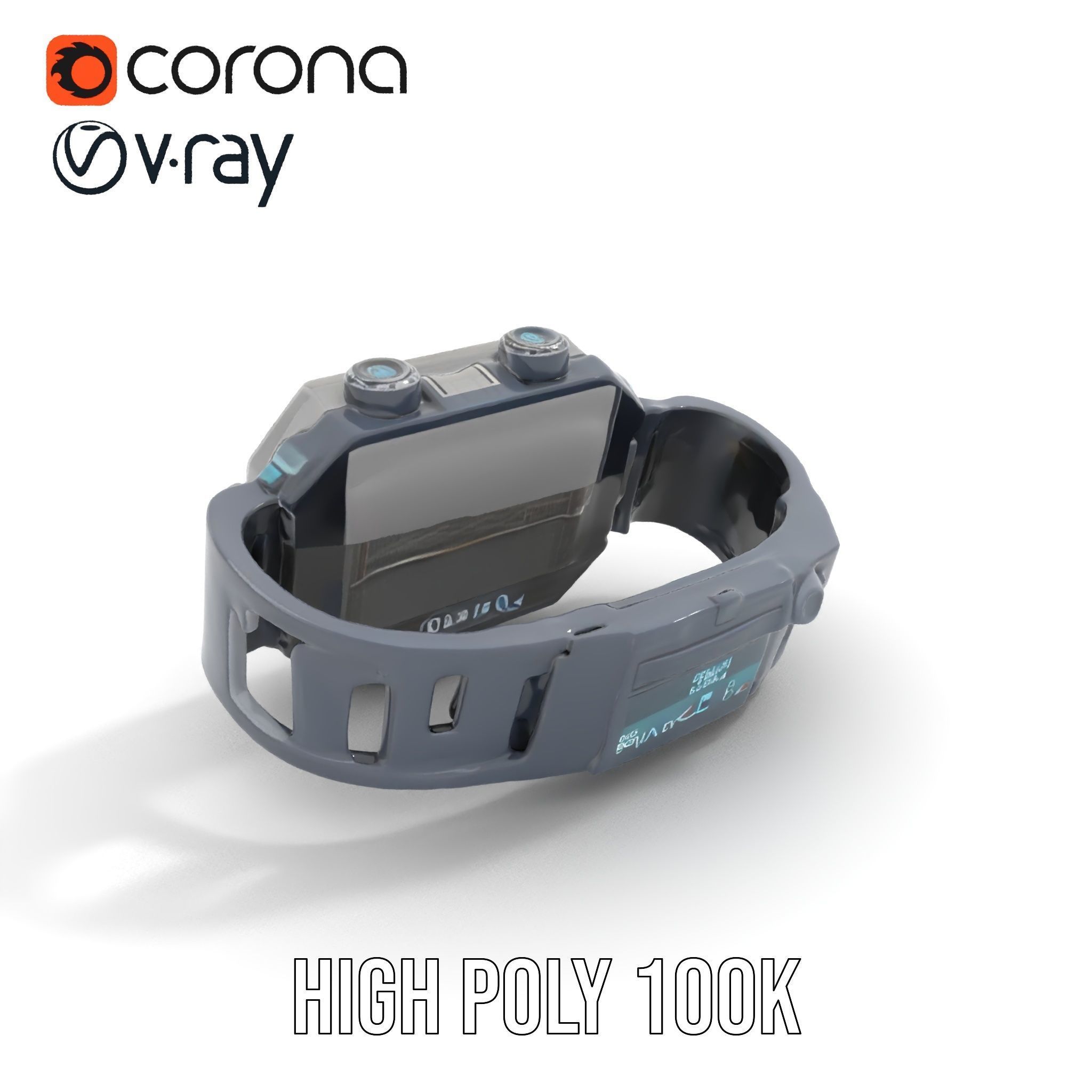 Futuristic Tactical Wristwatch Model Pack Low-poly 3D model_26