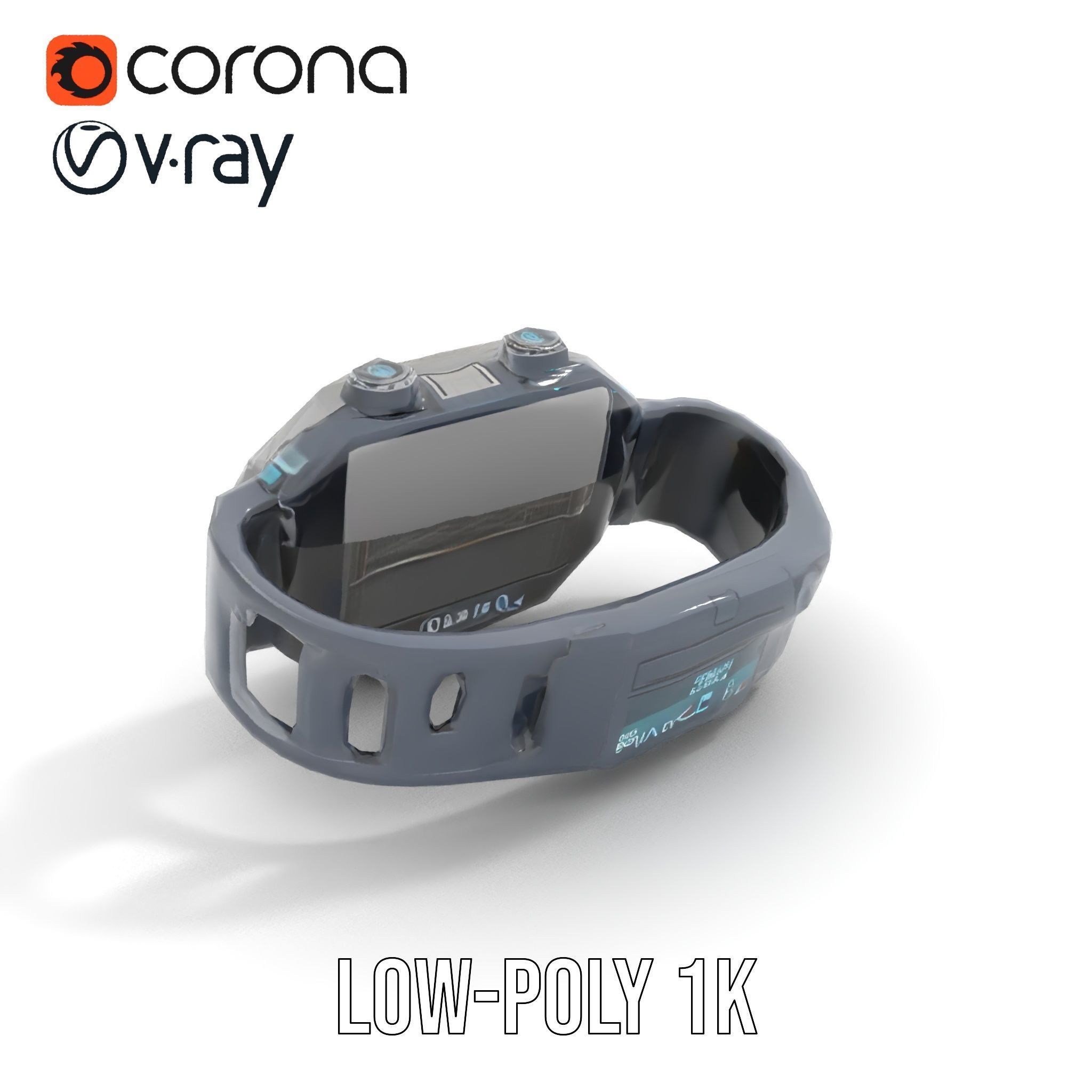 Futuristic Tactical Wristwatch Model Pack Low-poly 3D model_16