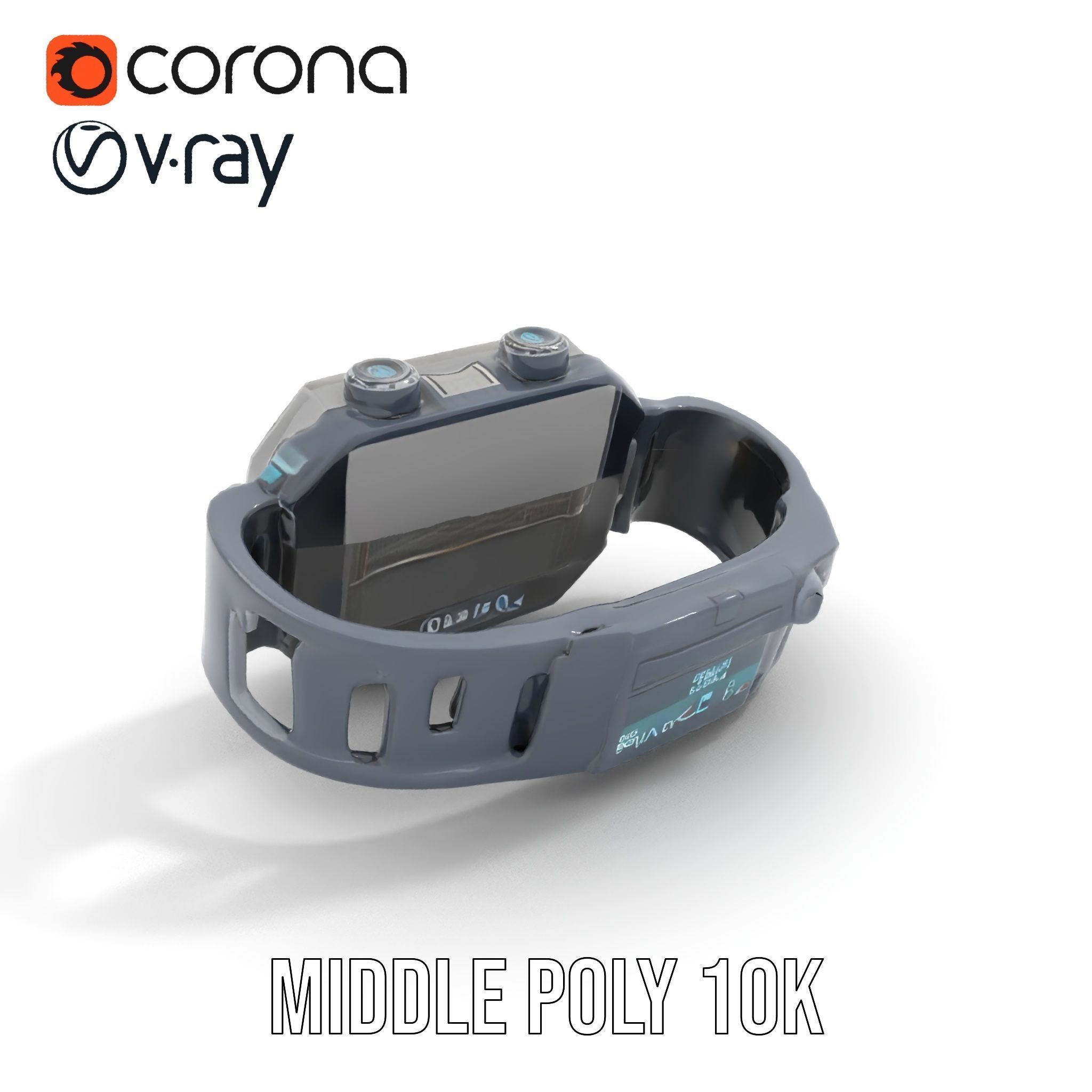 Futuristic Tactical Wristwatch Model Pack Low-poly 3D model_6