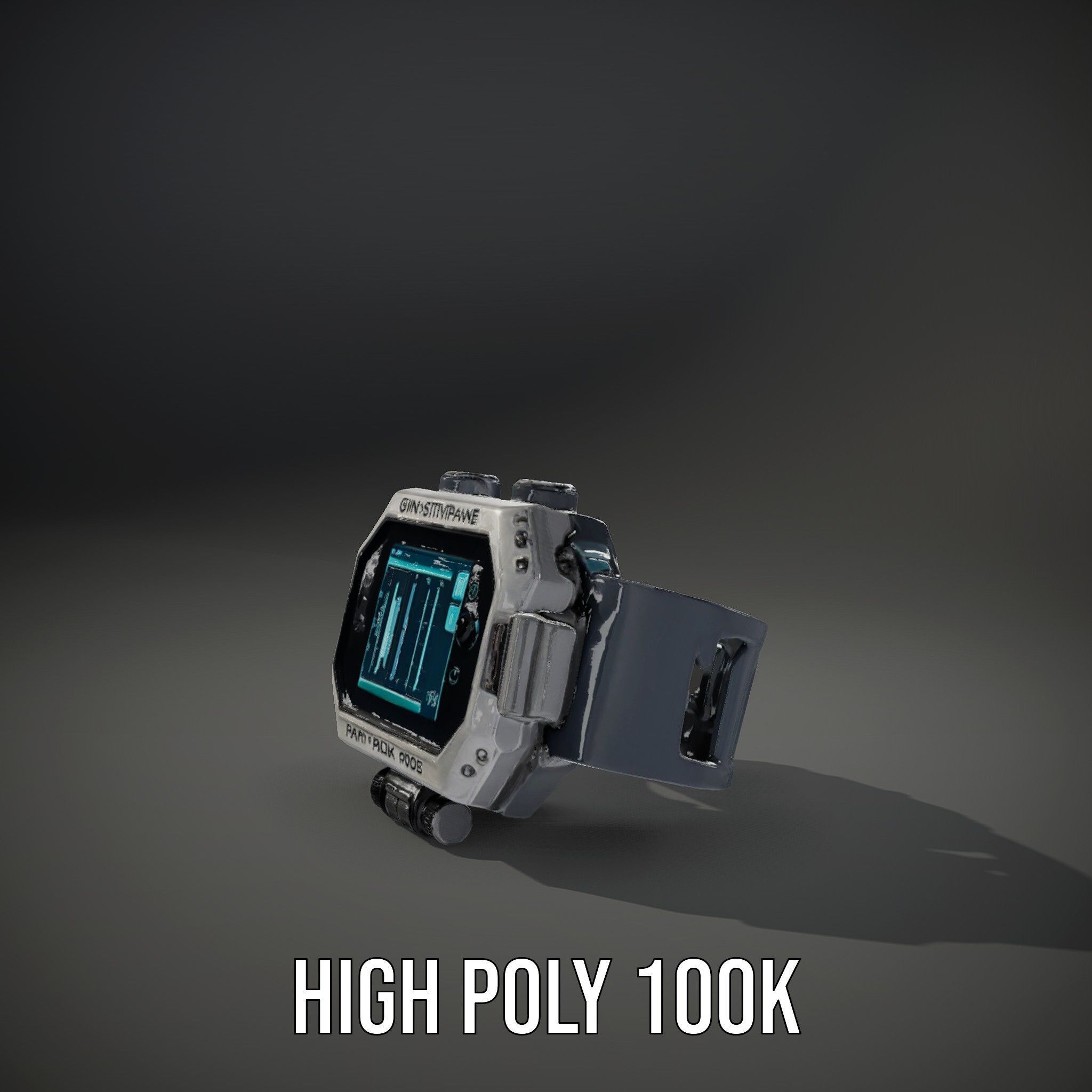 Futuristic Tactical Wristwatch Model Pack Low-poly 3D model_9