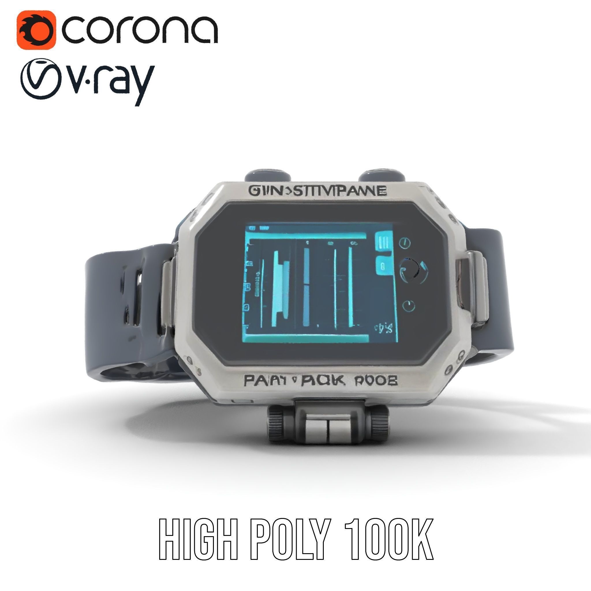 Futuristic Tactical Wristwatch Model Pack Low-poly 3D model_17