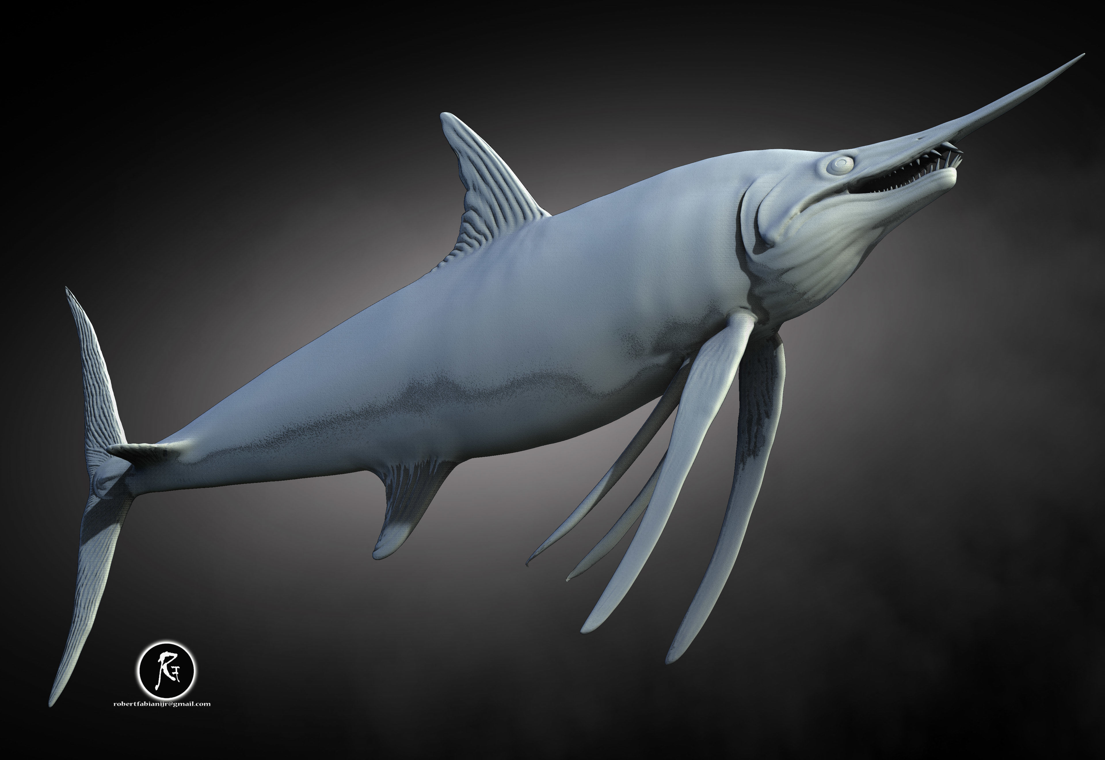 Protosphyraena nitida Saber Finned Predator  3D print model_1