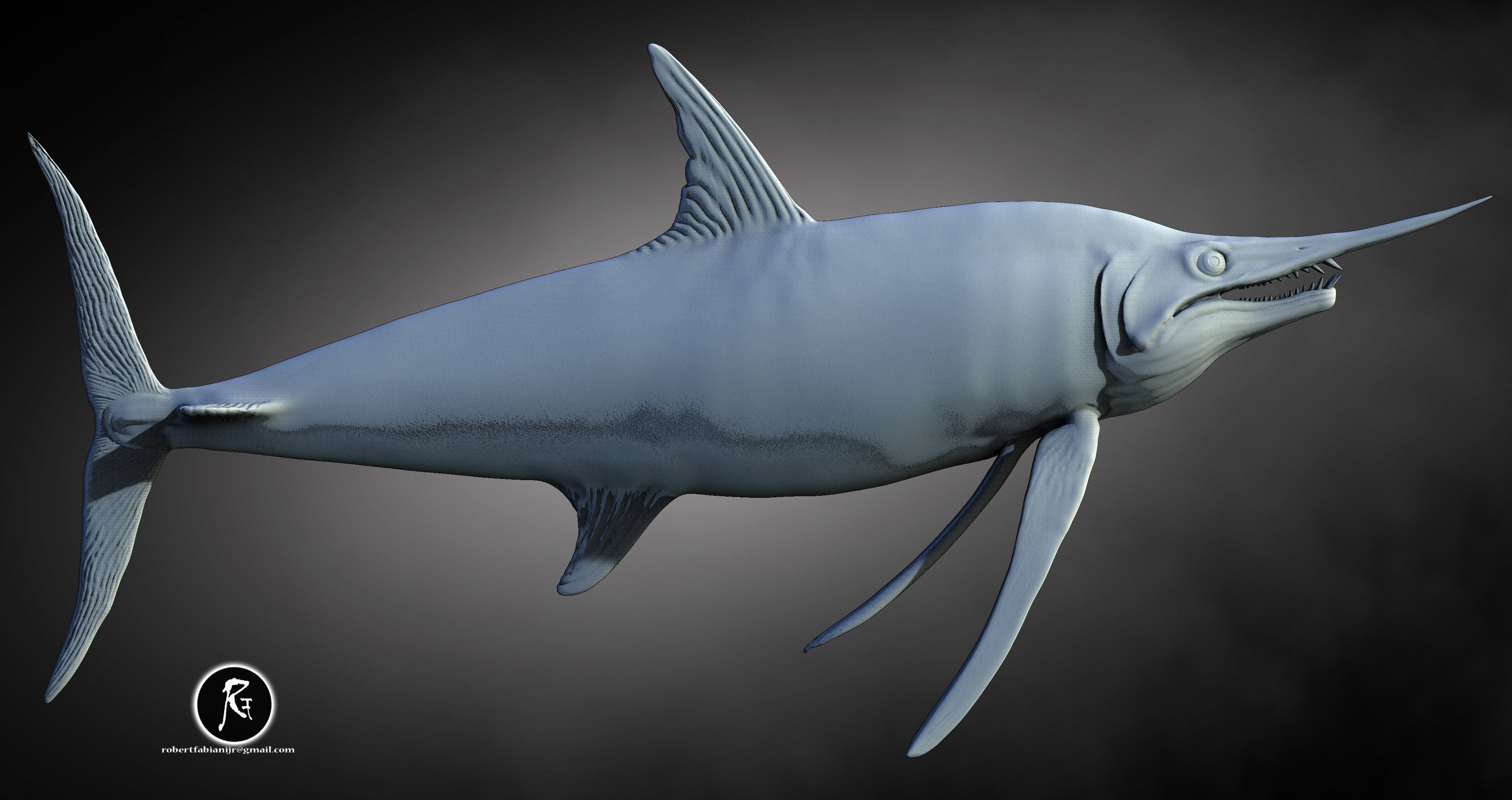 Protosphyraena nitida Saber Finned Predator  3D print model_2