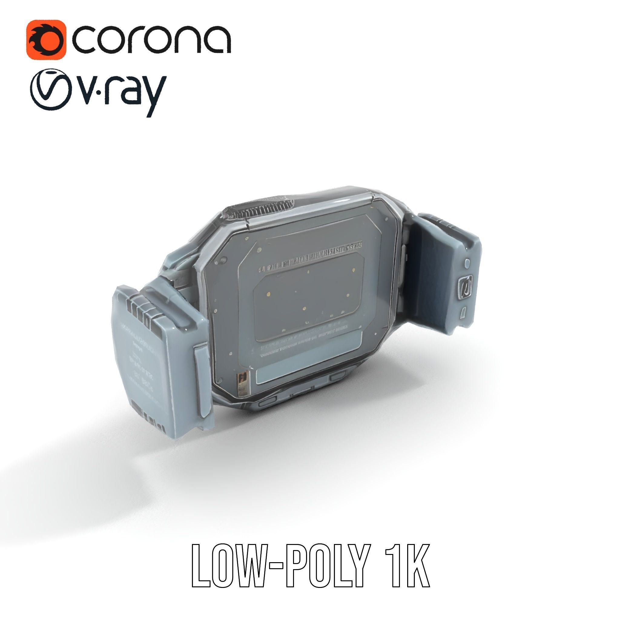 Futuristic Digital Wristwatch Model Pack Low-poly 3D model_30