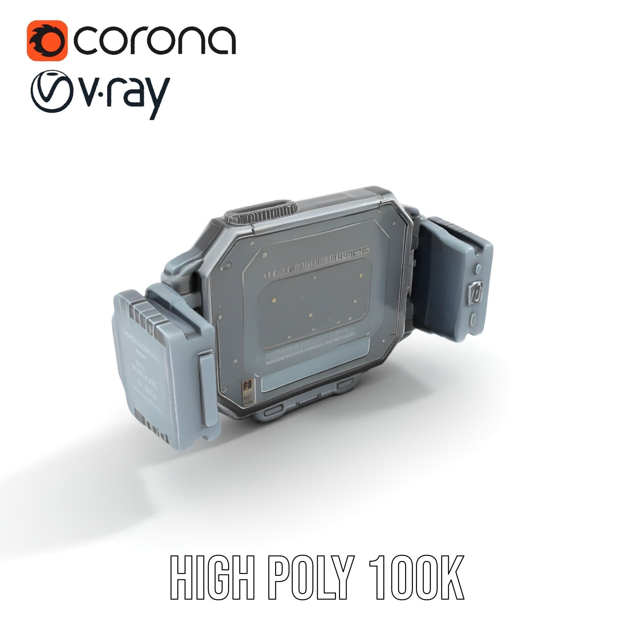 Futuristic Digital Wristwatch Model Pack Low-poly 3D model_31