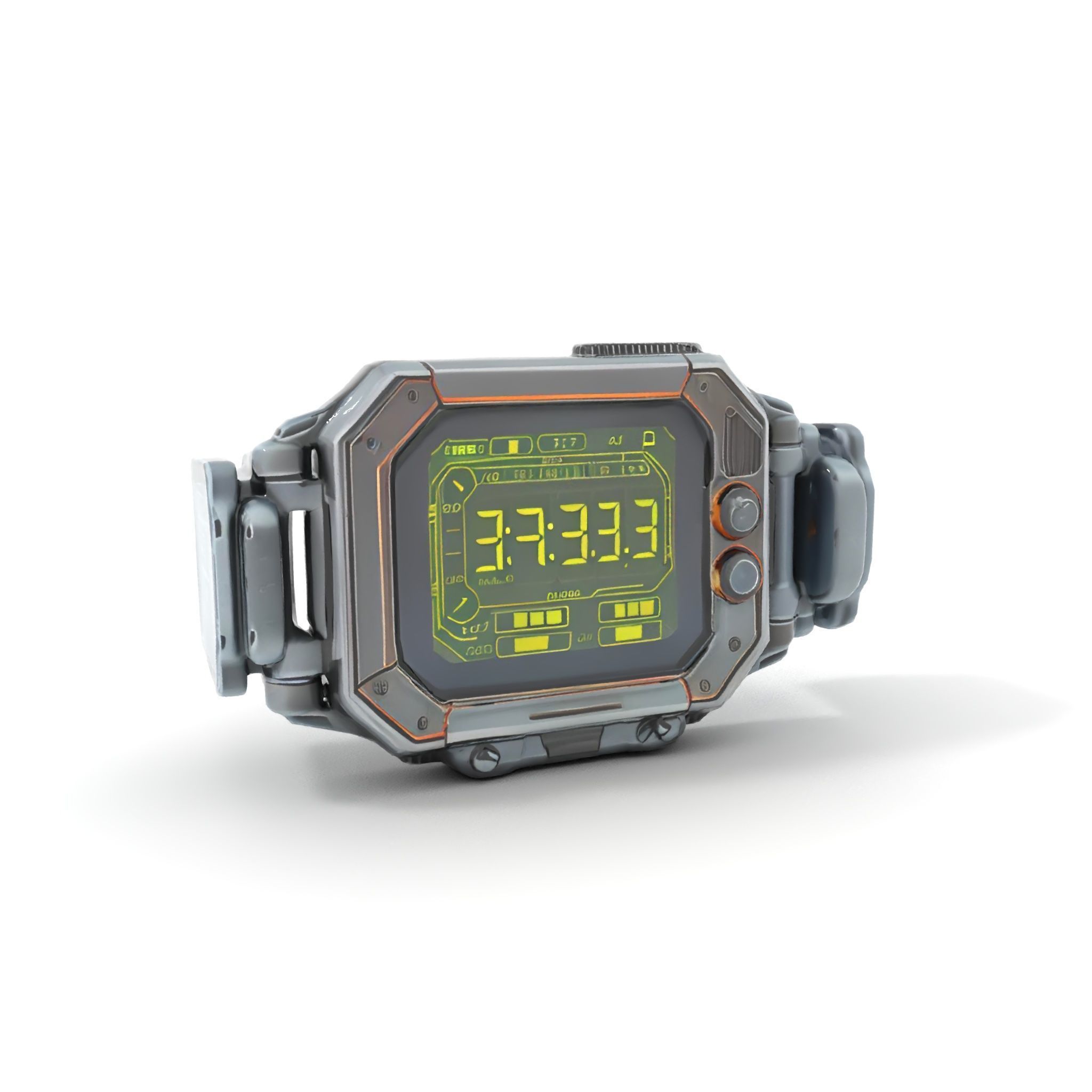 Futuristic Digital Wristwatch Model Pack Low-poly 3D model_5