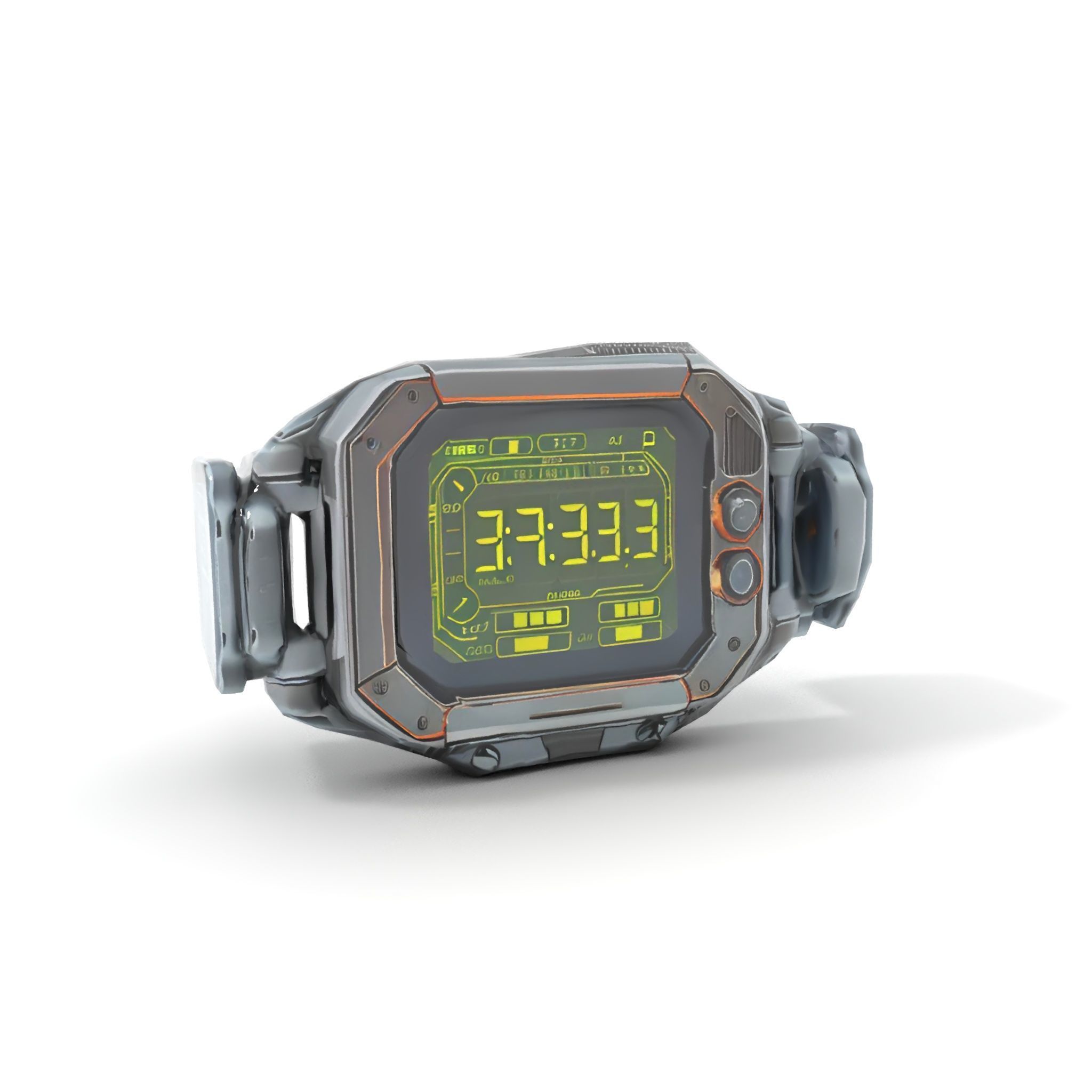 Futuristic Digital Wristwatch Model Pack Low-poly 3D model_9