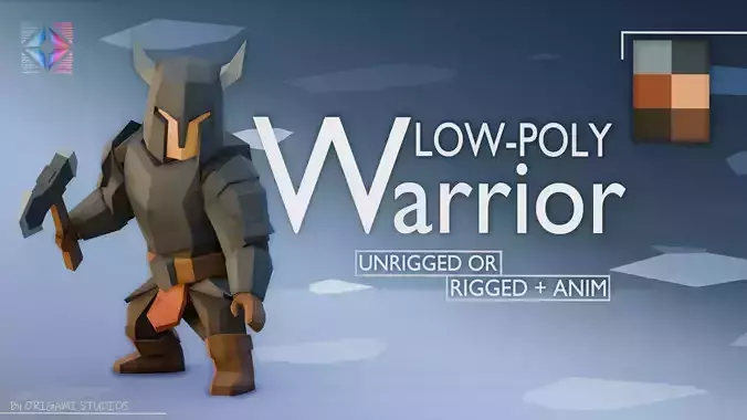 RIGGED and ANIM VERSION LOW-POLY WARRIOR Low-poly 3D model