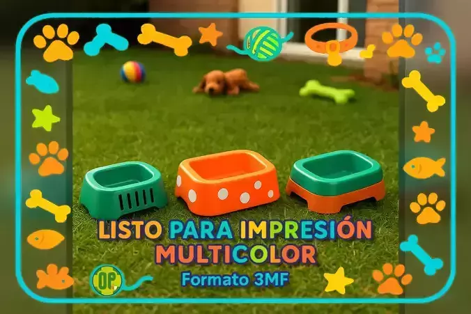 Three in One Pack Pet Bowls Multicolor Ready 3D print model