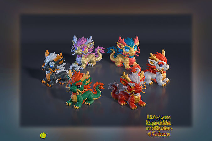Dragon Chibi multicolor Ready 3D print model