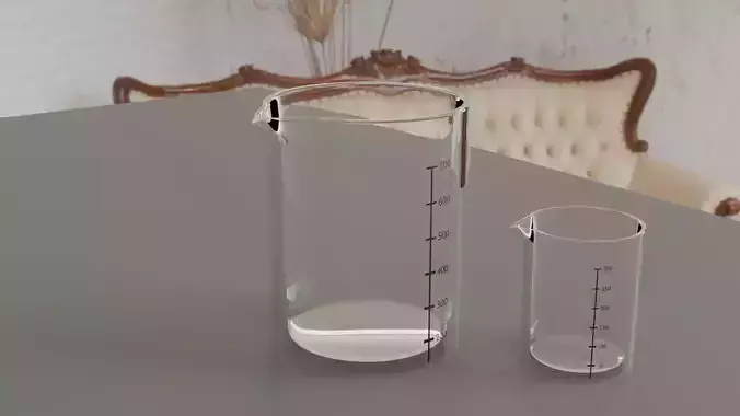 HD 3D Models of Beakers 700 ml - 300 ml Low-poly 3D model