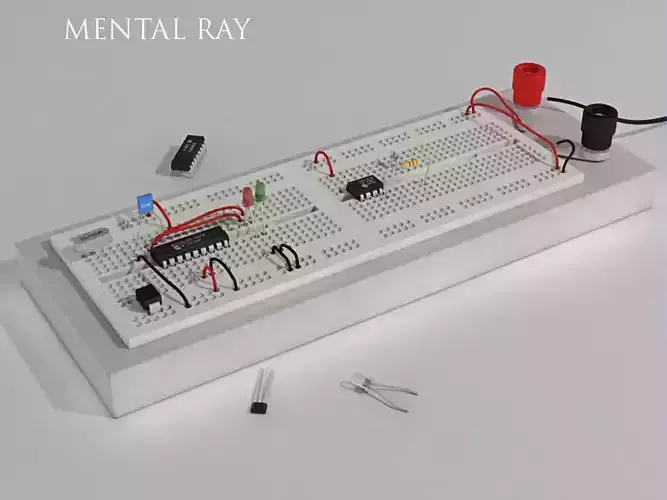 Electronical project board Low-poly 3D model