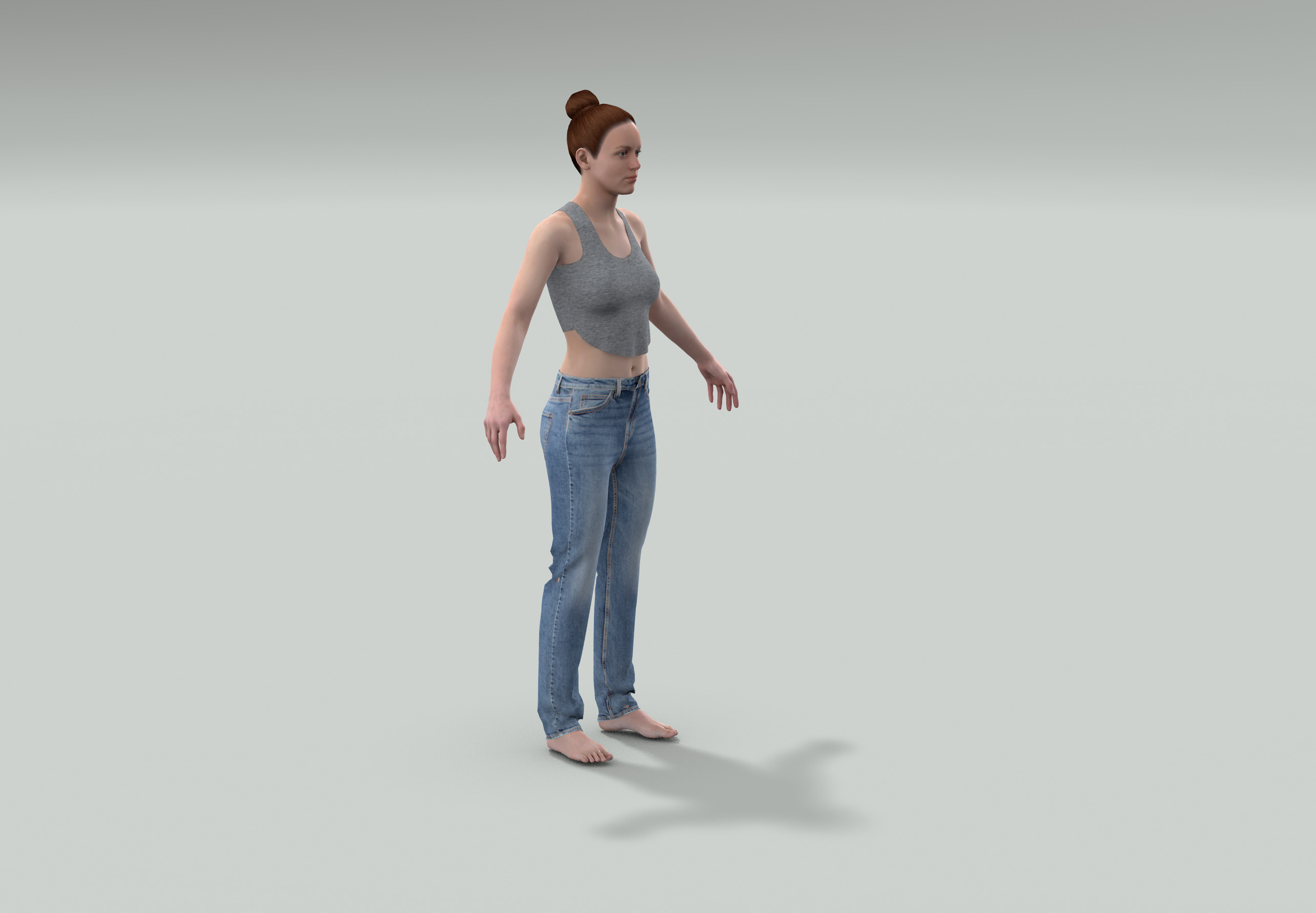 Denim Jeans Low-poly PBR Women Pant Low-poly 3D model_20