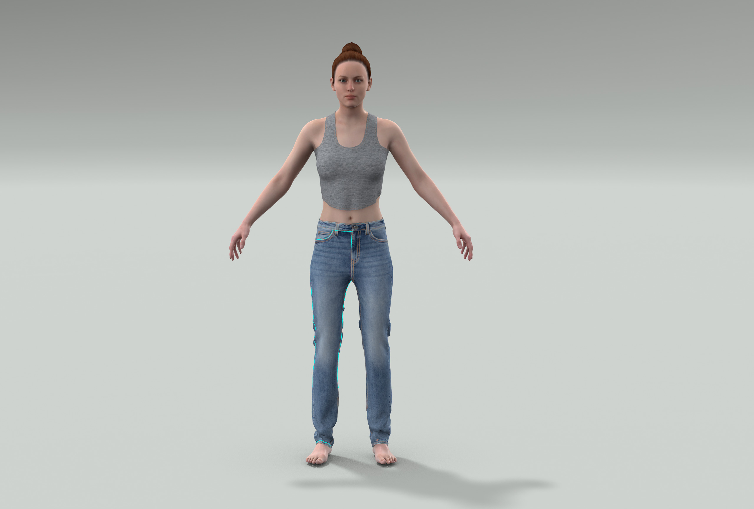 Denim Jeans Low-poly PBR Women Pant Low-poly 3D model_14