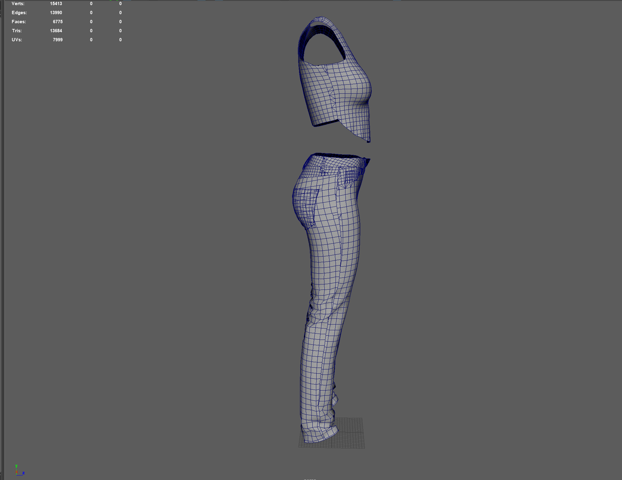 Denim Jeans Low-poly PBR Women Pant Low-poly 3D model_11
