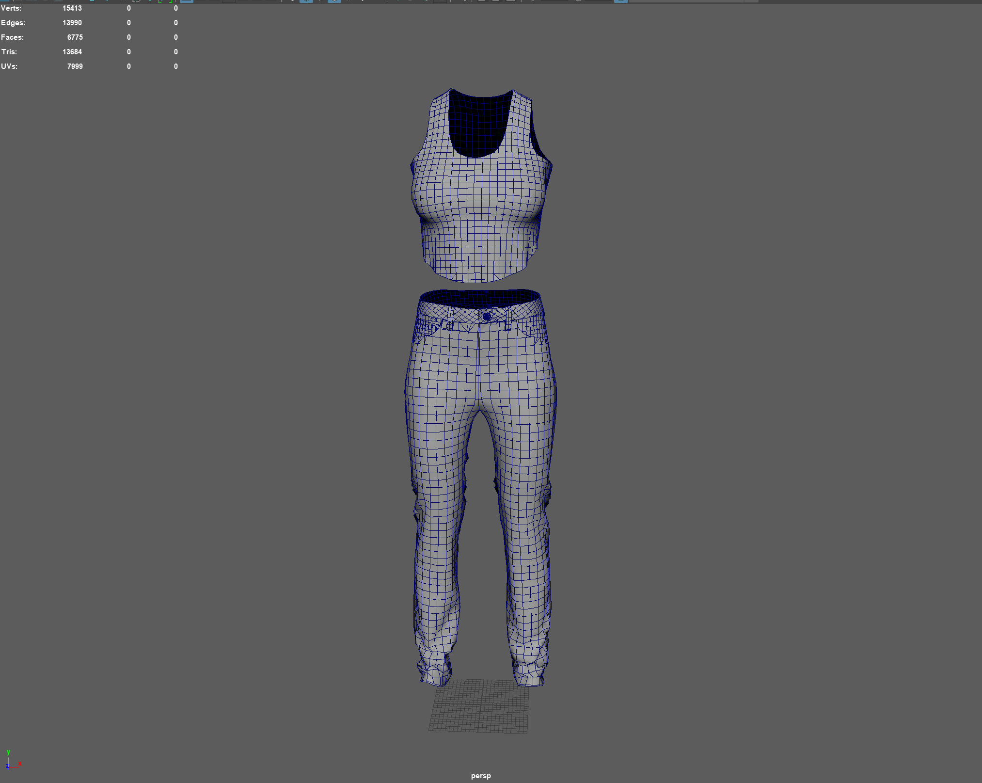 Denim Jeans Low-poly PBR Women Pant Low-poly 3D model_8
