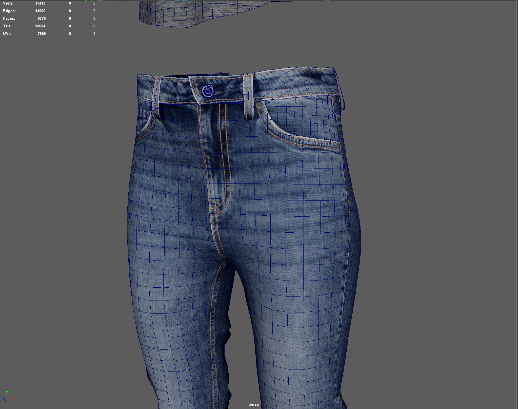 Denim Jeans Low-poly PBR Women Pant Low-poly 3D model_13