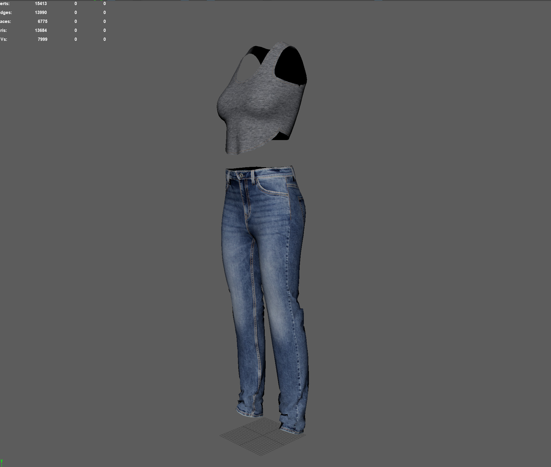 Denim Jeans Low-poly PBR Women Pant Low-poly 3D model_5