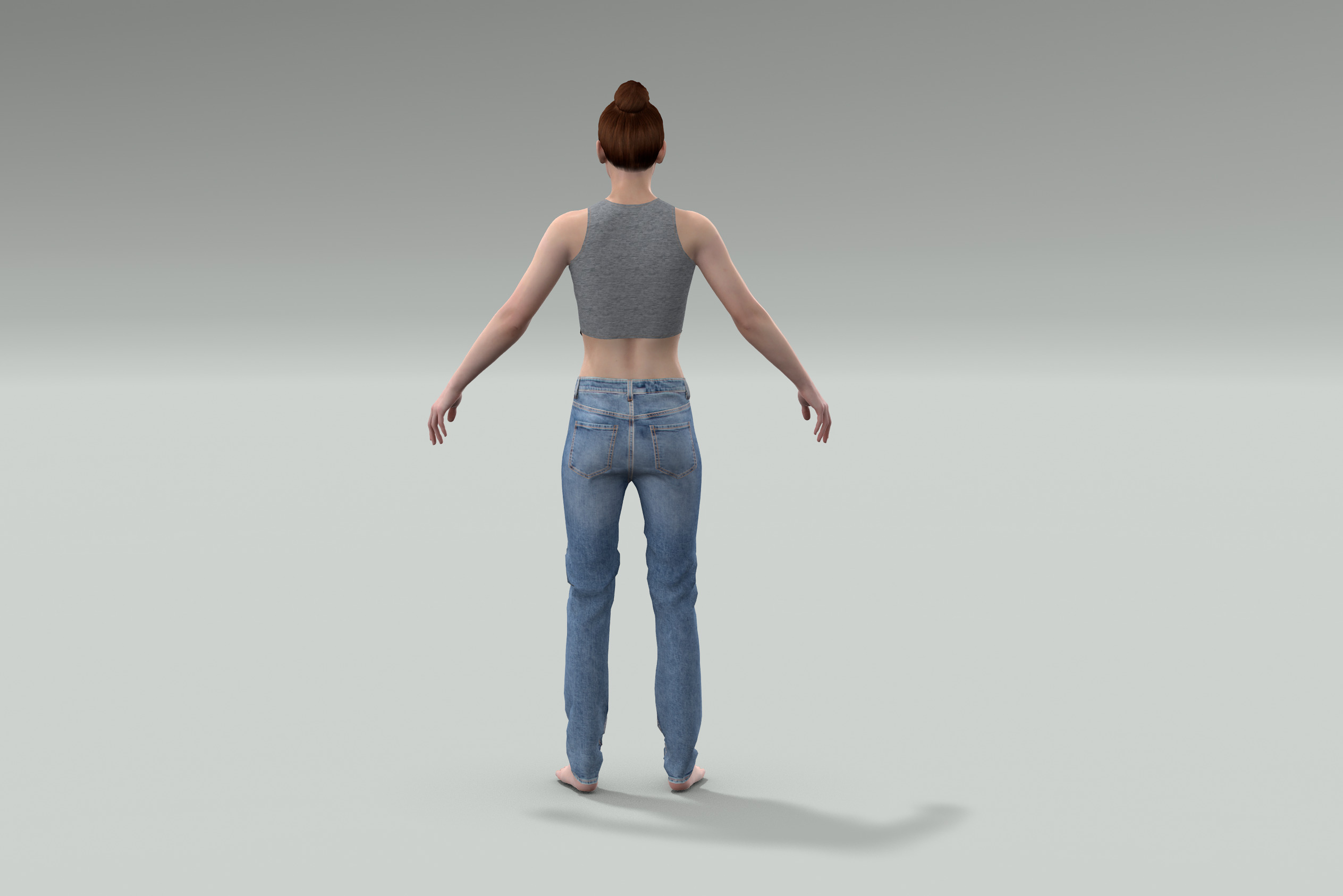 Denim Jeans Low-poly PBR Women Pant Low-poly 3D model_18