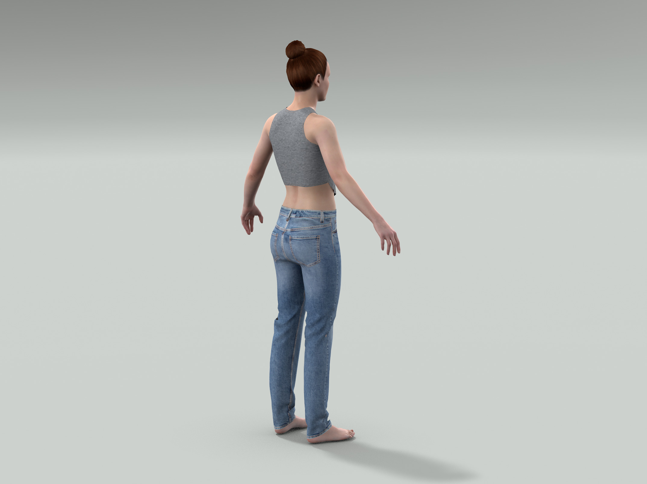 Denim Jeans Low-poly PBR Women Pant Low-poly 3D model_19