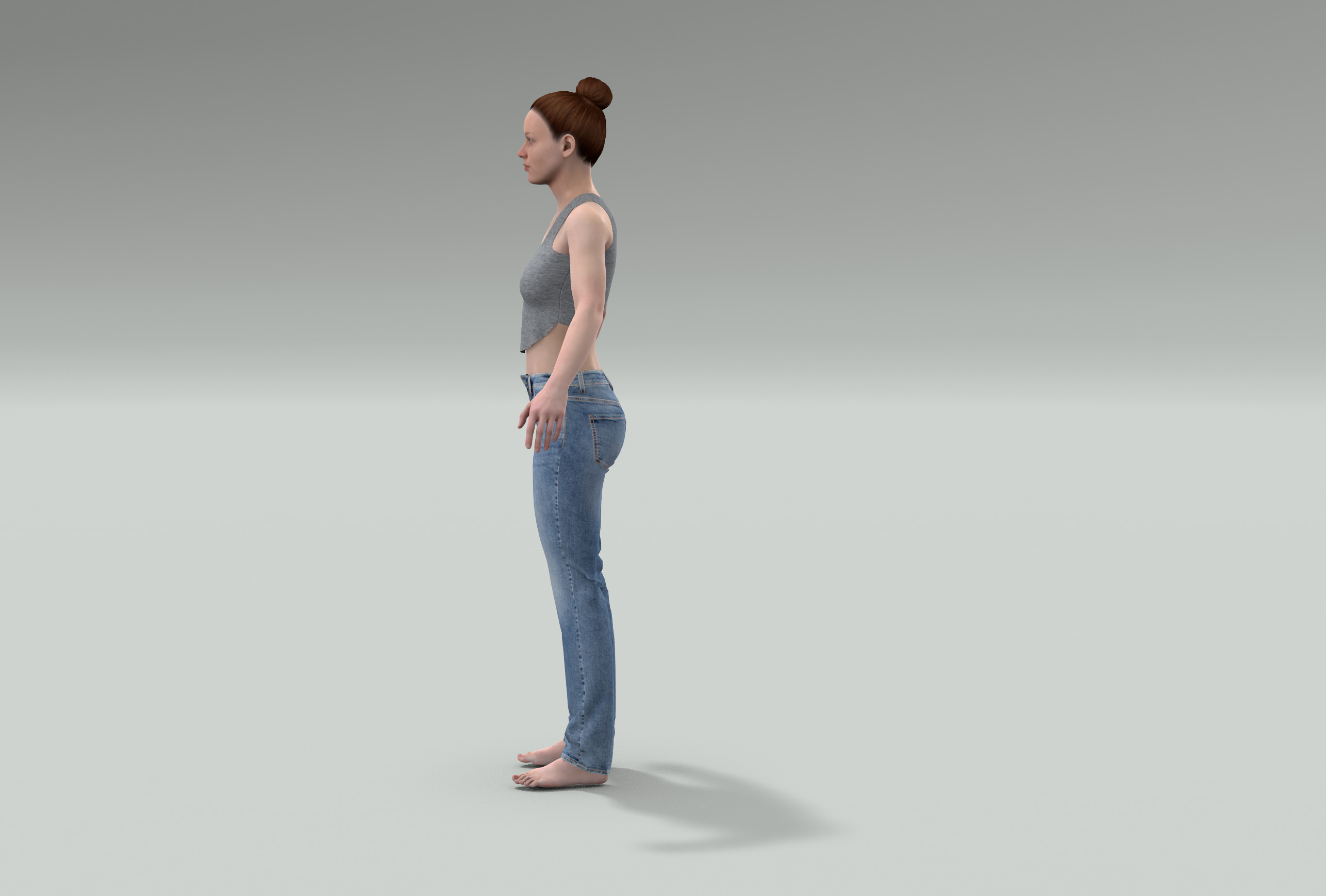 Denim Jeans Low-poly PBR Women Pant Low-poly 3D model_16