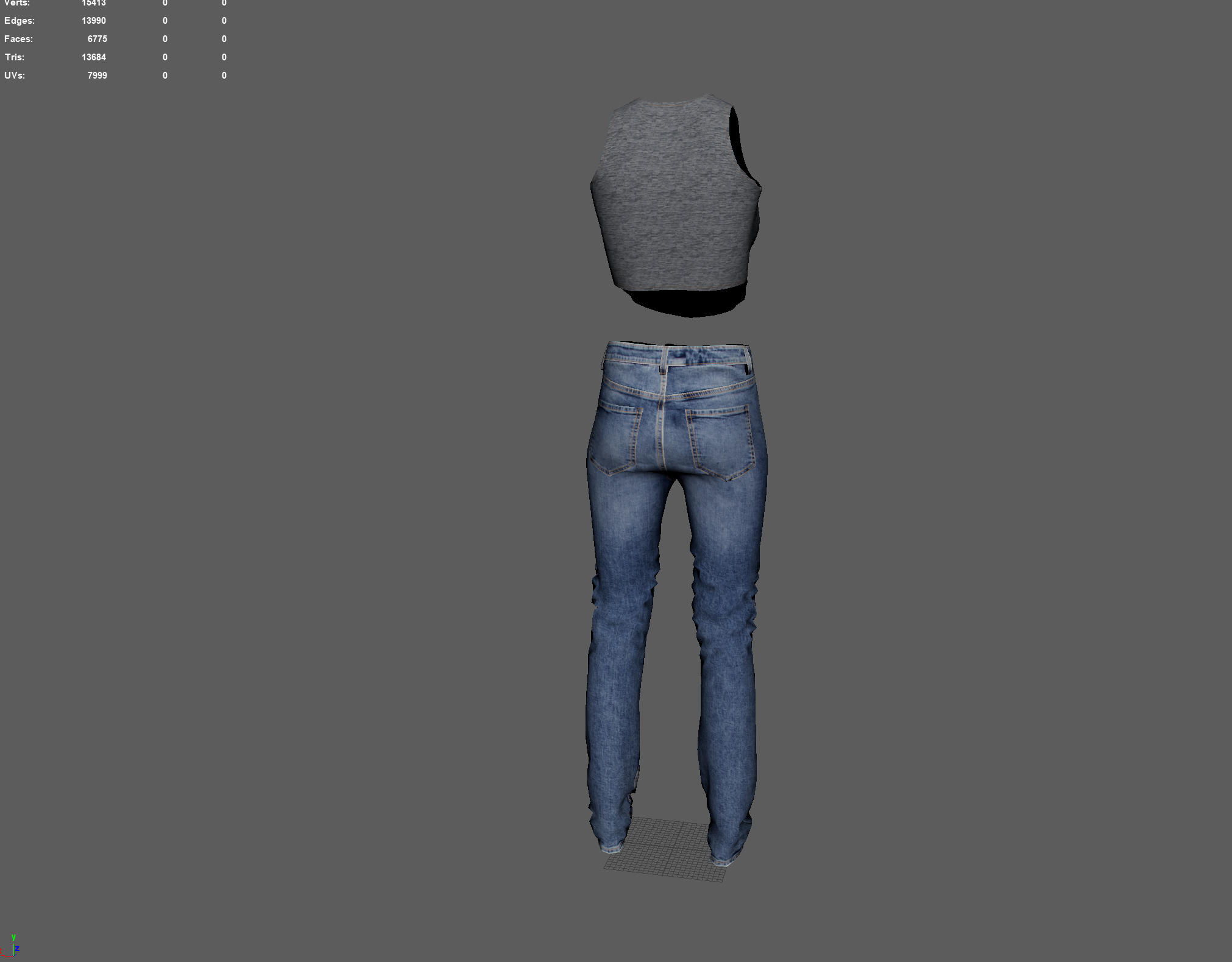 Denim Jeans Low-poly PBR Women Pant Low-poly 3D model_7