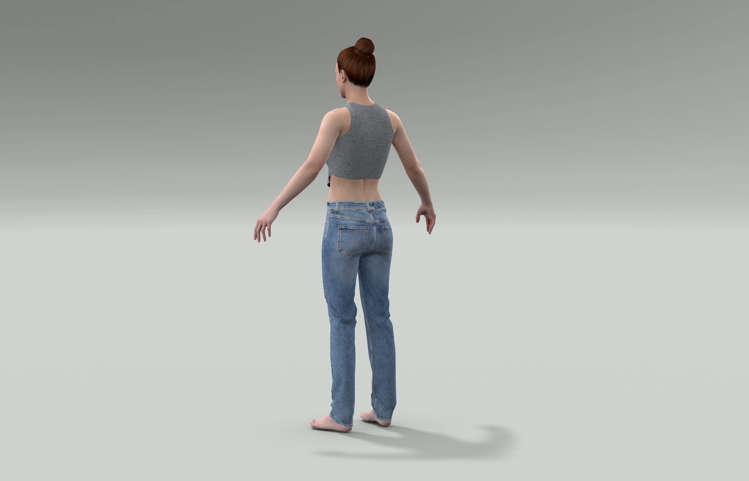 Denim Jeans Low-poly PBR Women Pant Low-poly 3D model_17