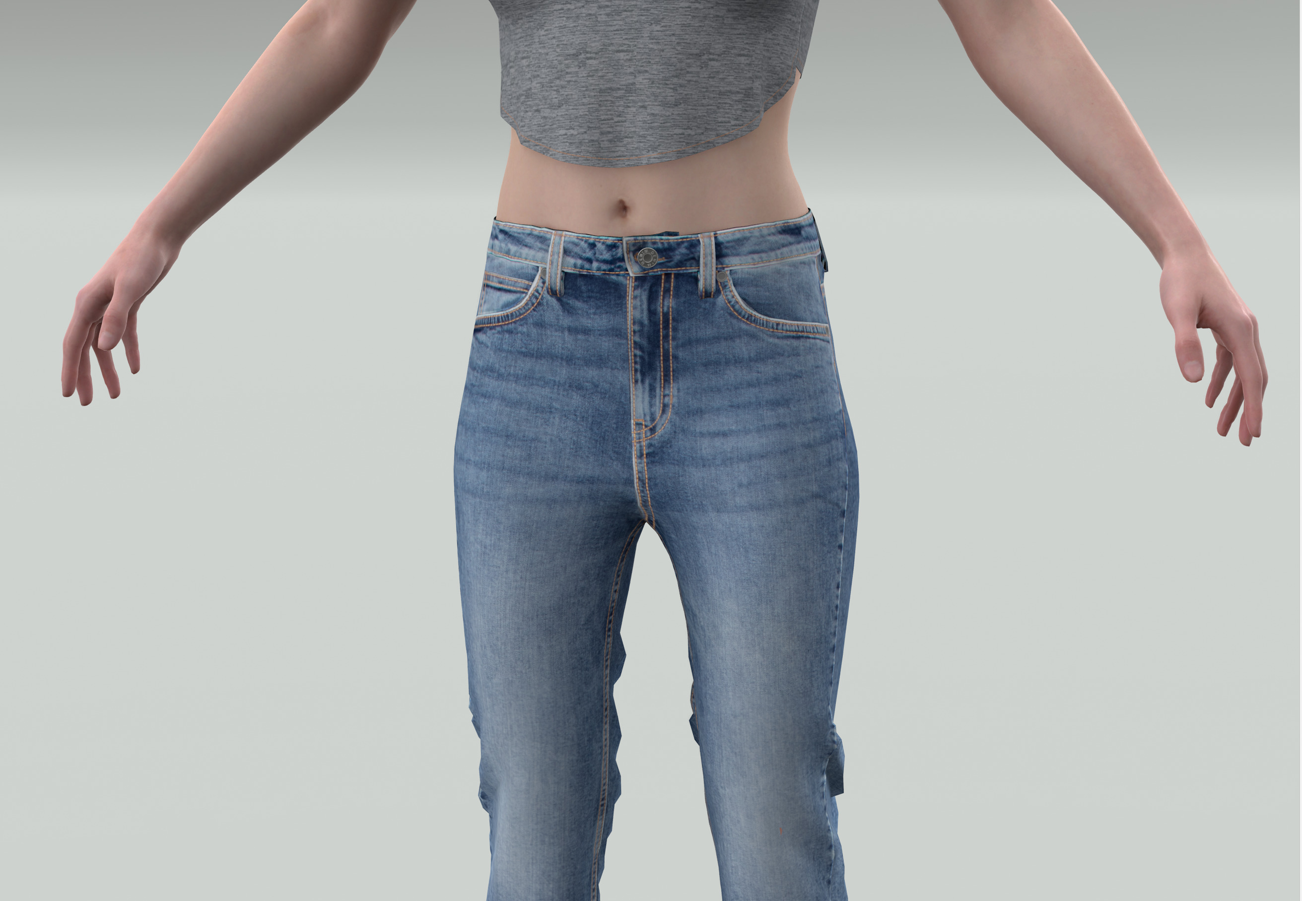 Denim Jeans Low-poly PBR Women Pant Low-poly 3D model_23