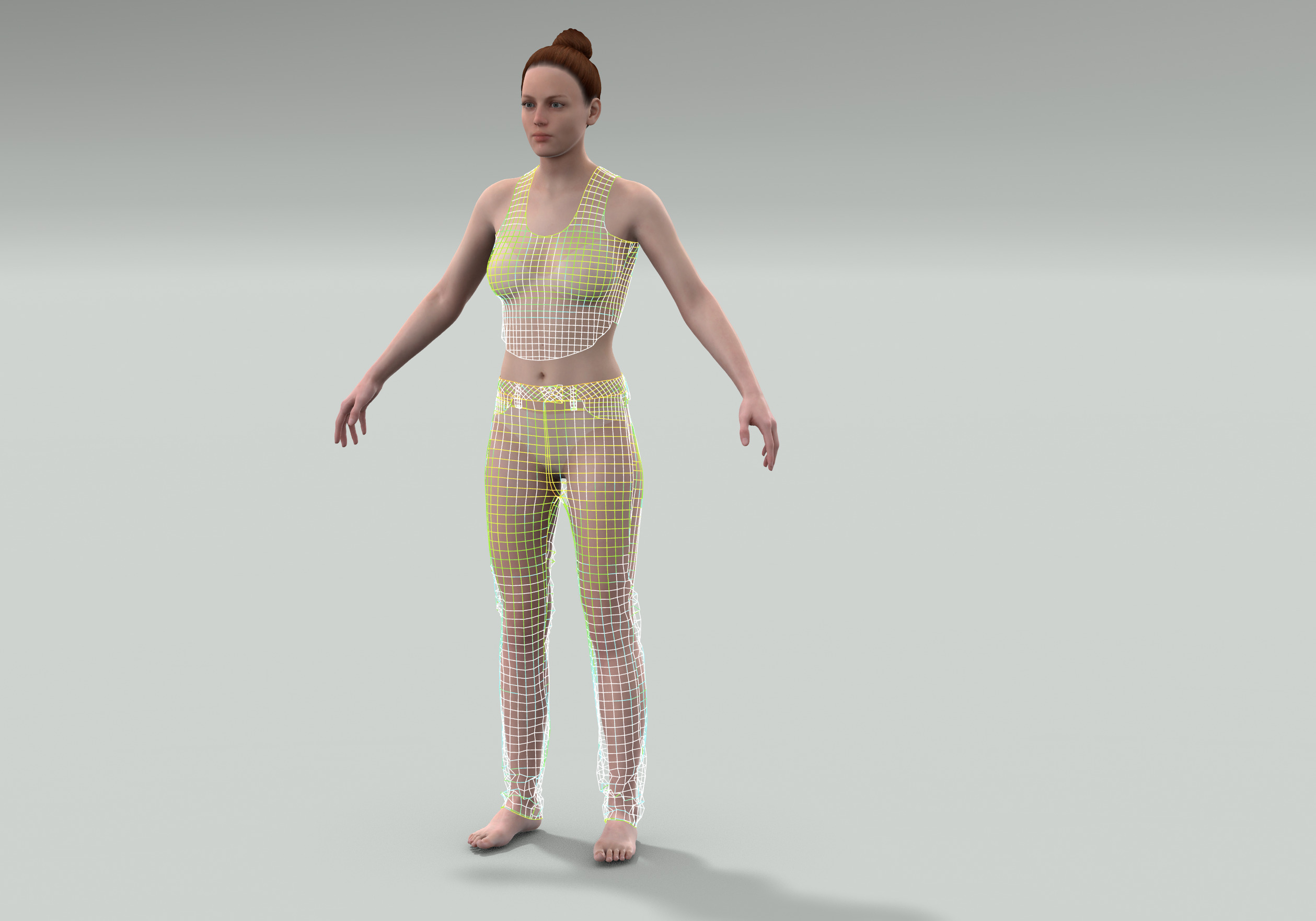 Denim Jeans Low-poly PBR Women Pant Low-poly 3D model_22