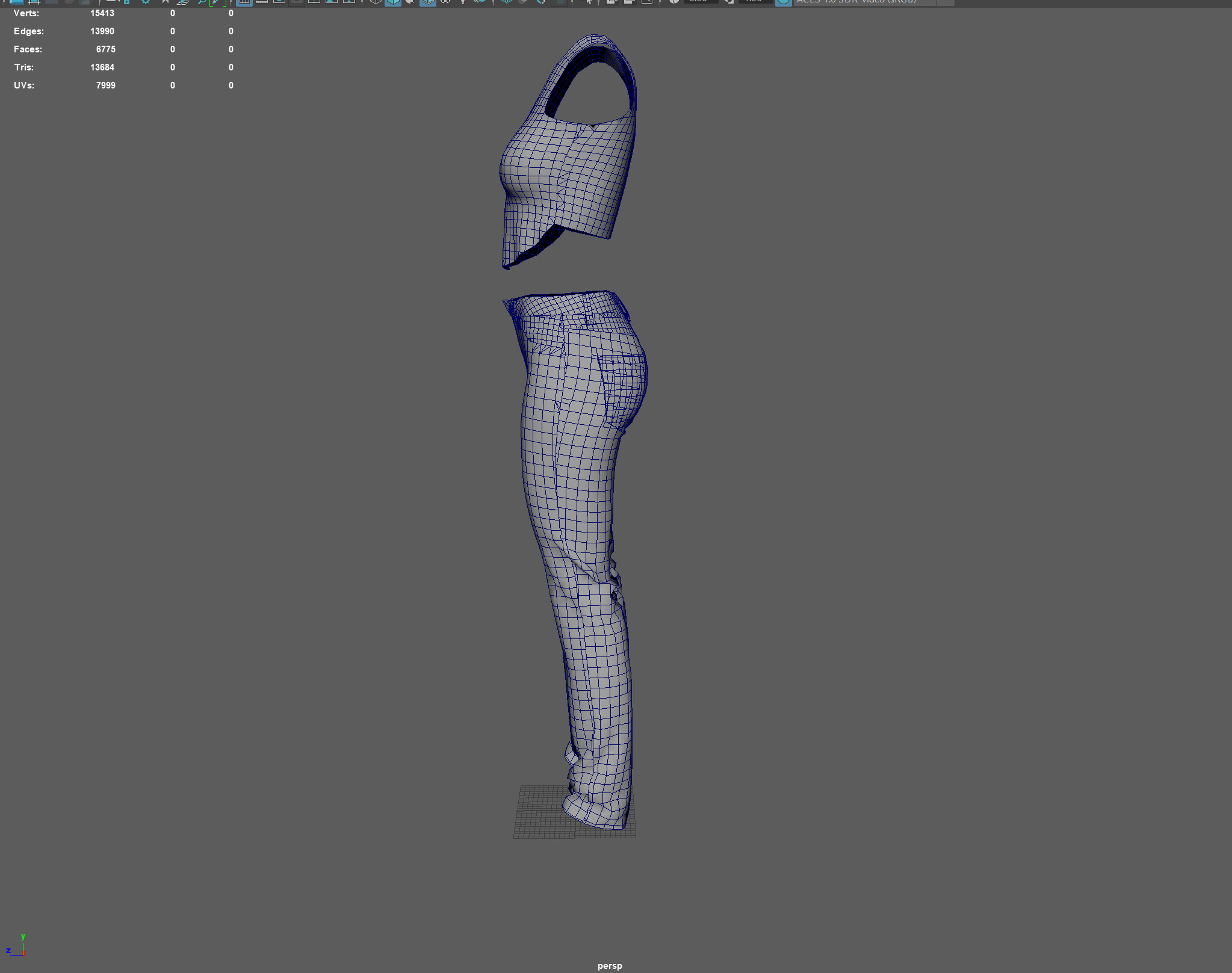 Denim Jeans Low-poly PBR Women Pant Low-poly 3D model_10