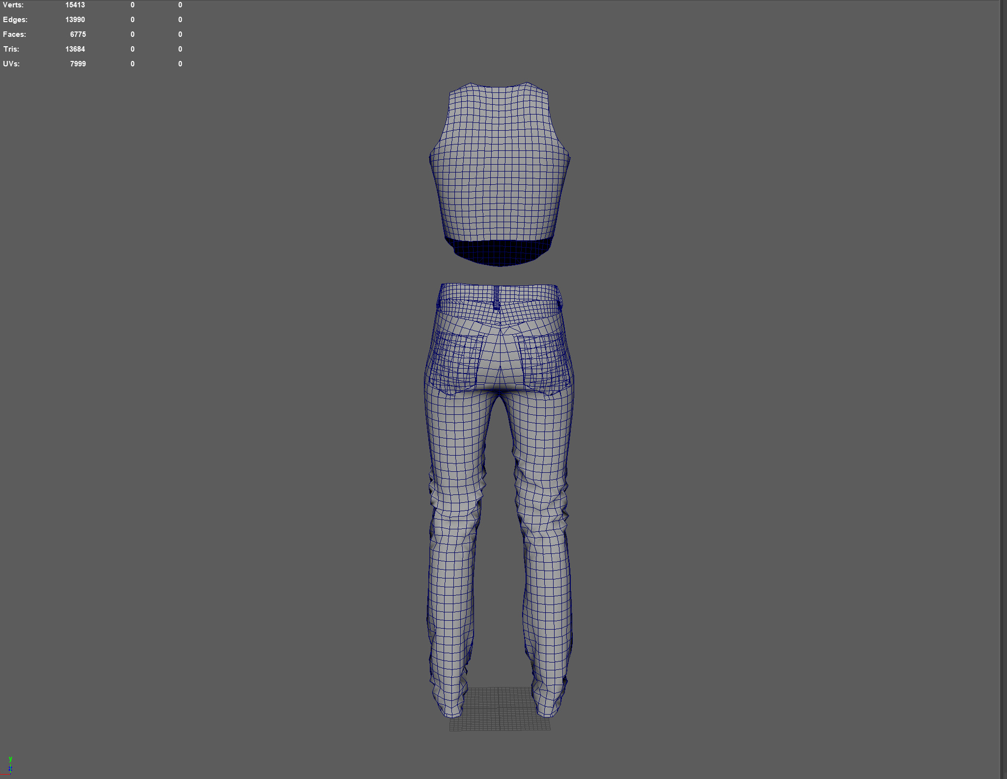 Denim Jeans Low-poly PBR Women Pant Low-poly 3D model_9