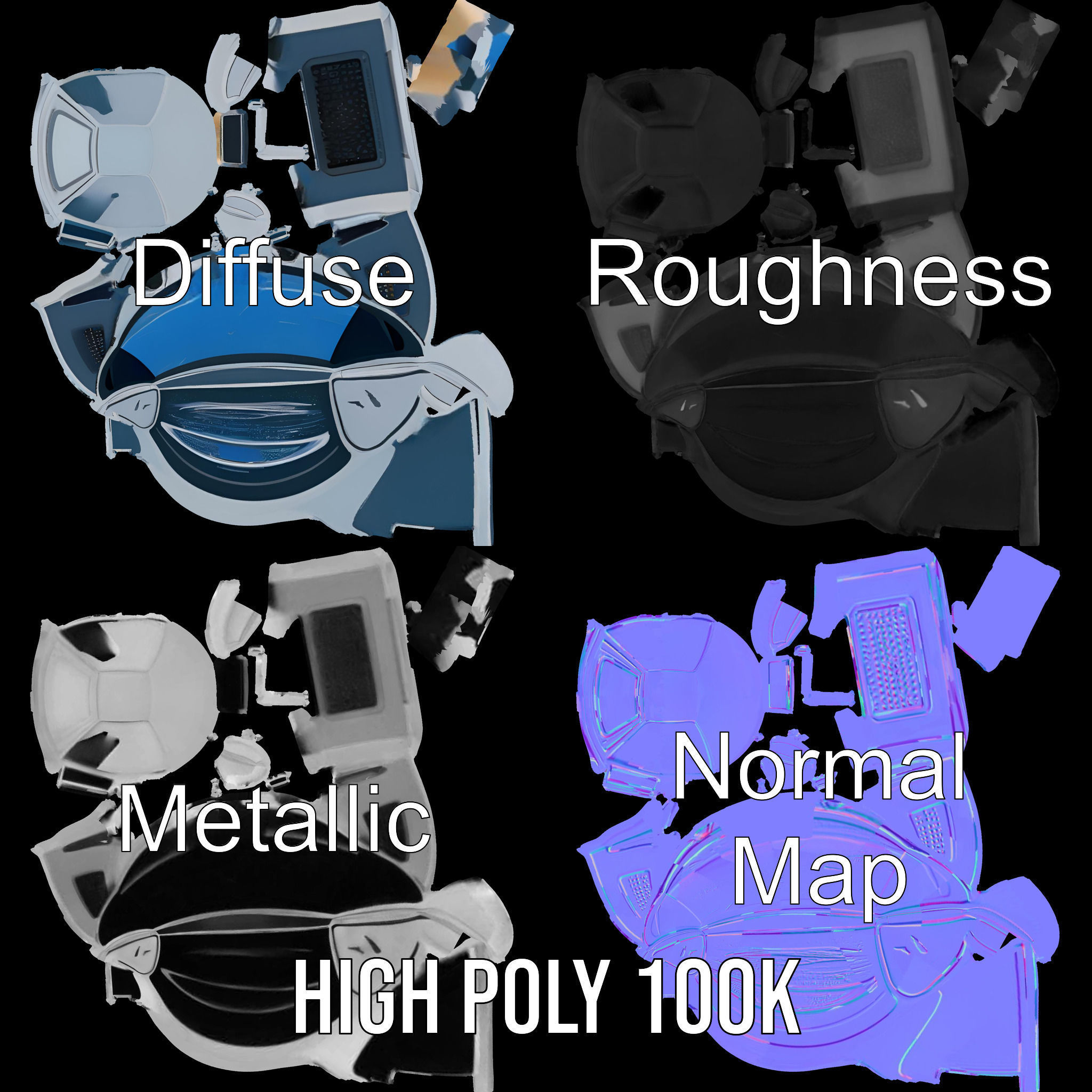 Futuristic Control Console Model Pack Low-poly 3D model_3