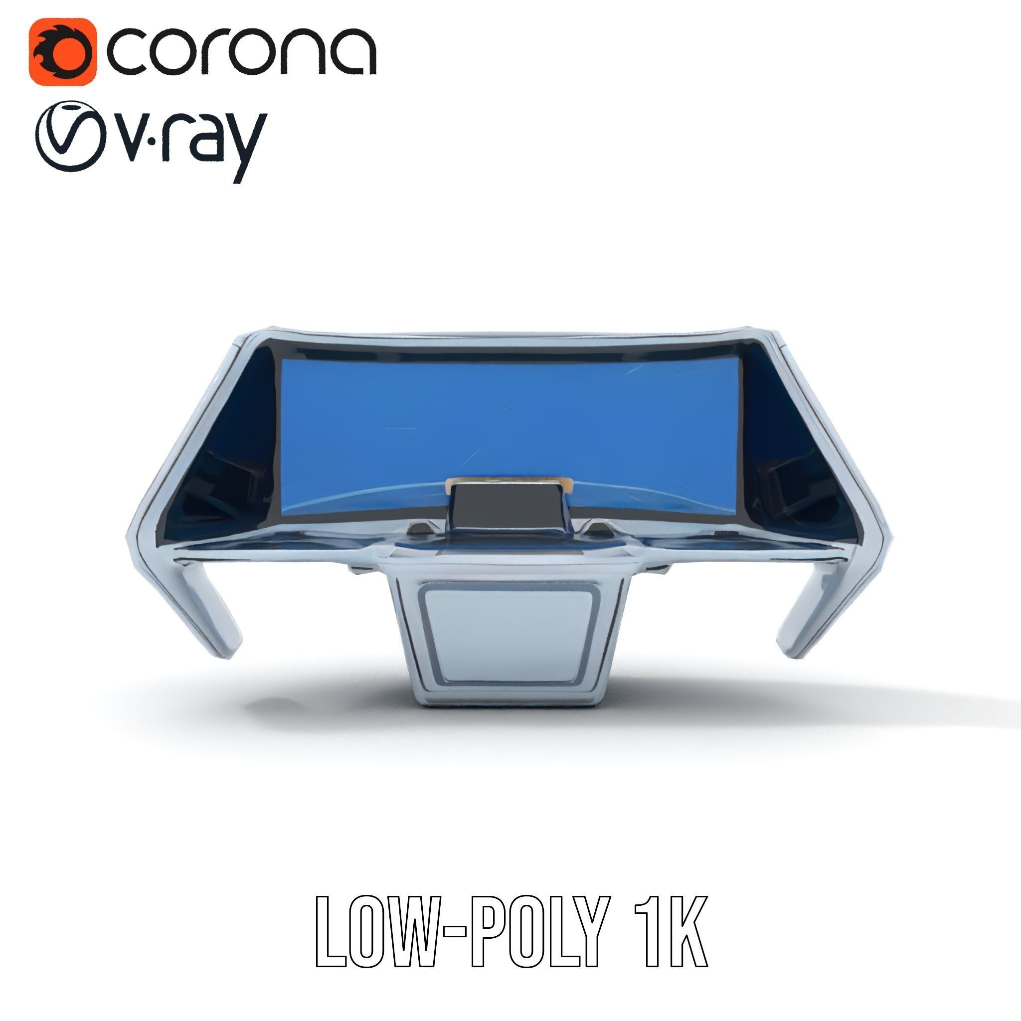 Futuristic Control Console Model Pack Low-poly 3D model_19