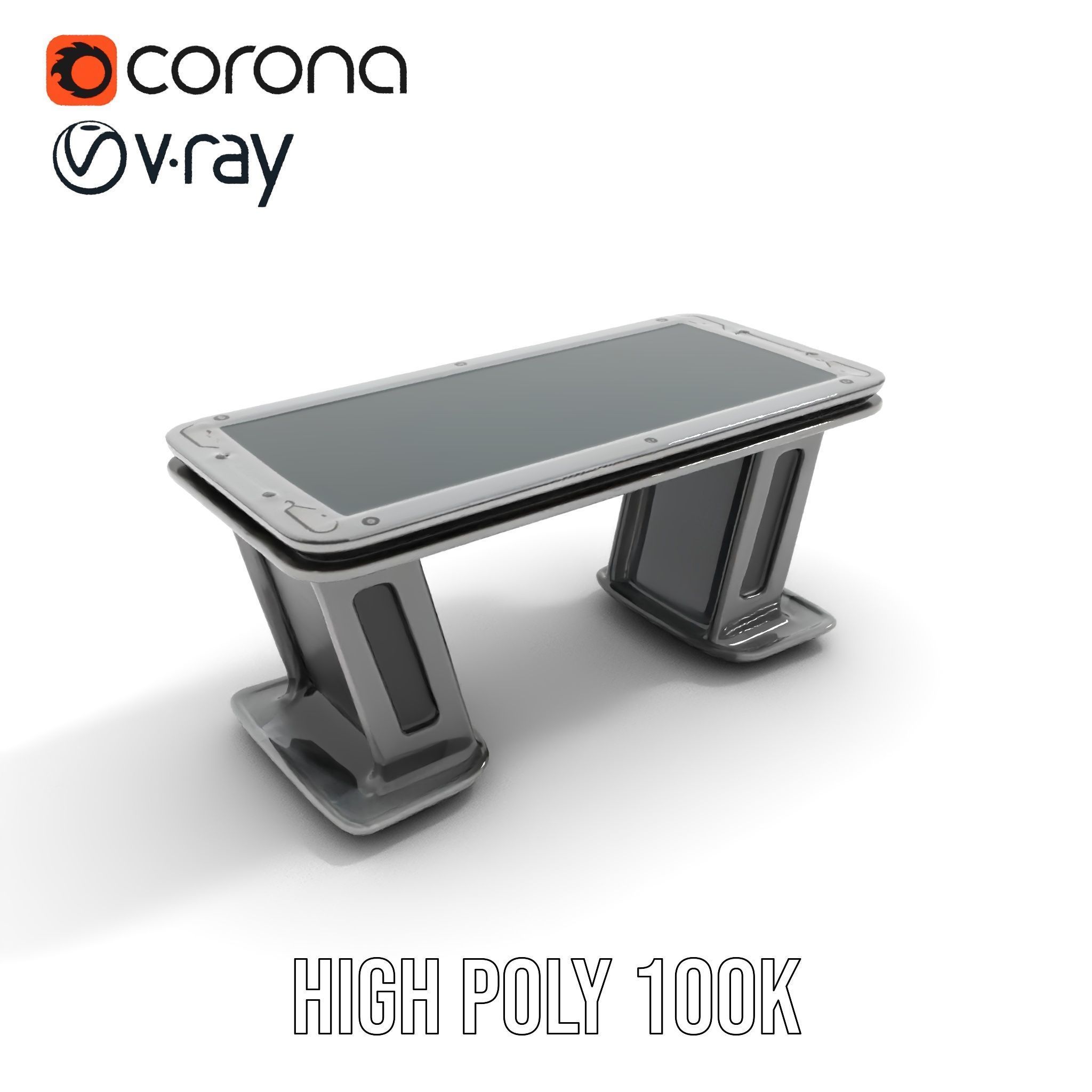 Futuristic Gaming Desk Model Pack Low-poly 3D model_20