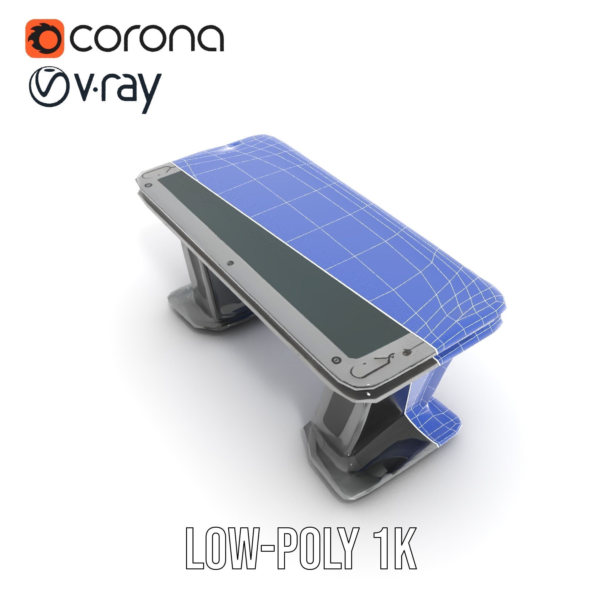 Futuristic Gaming Desk Model Pack Low-poly 3D model_30