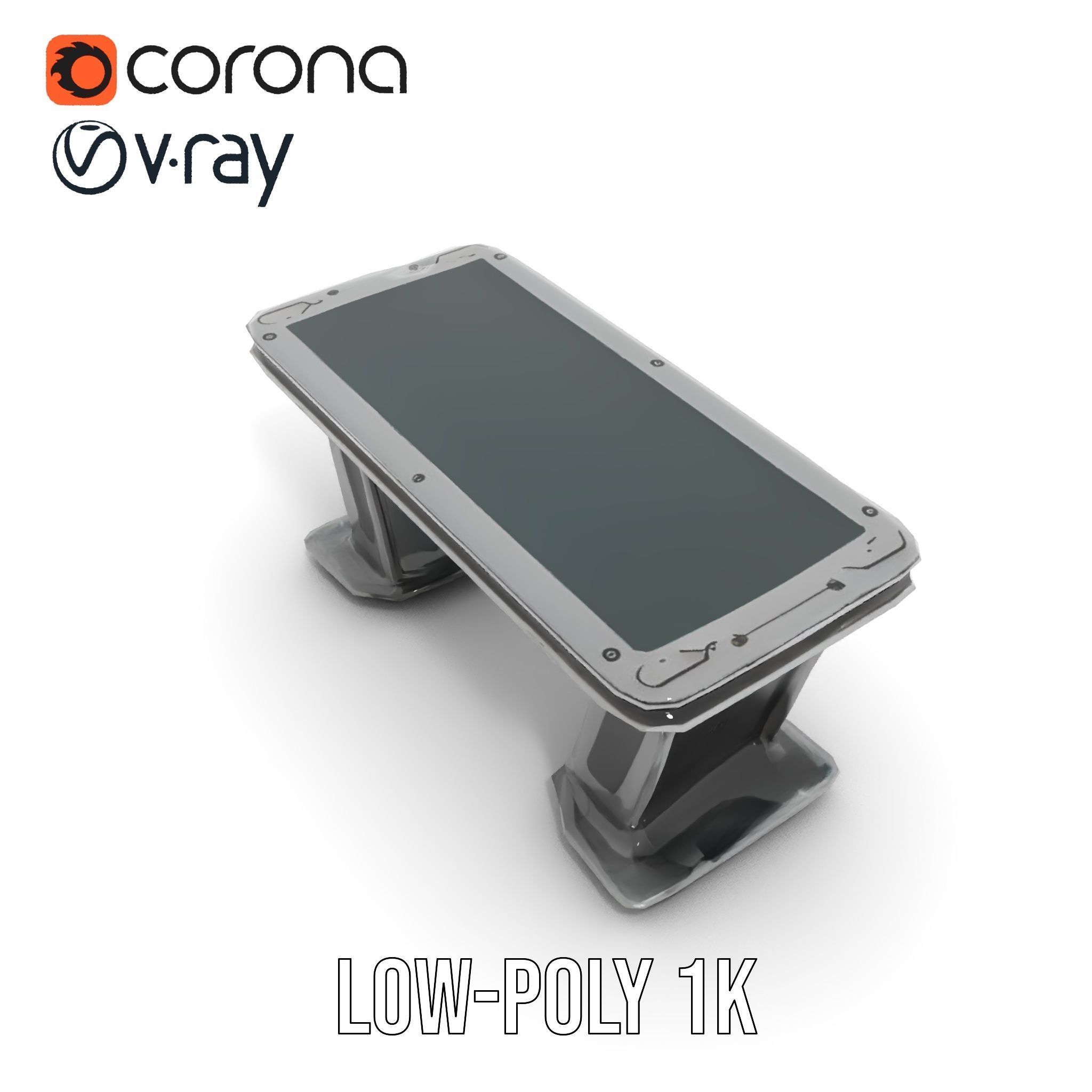 Futuristic Gaming Desk Model Pack Low-poly 3D model_19