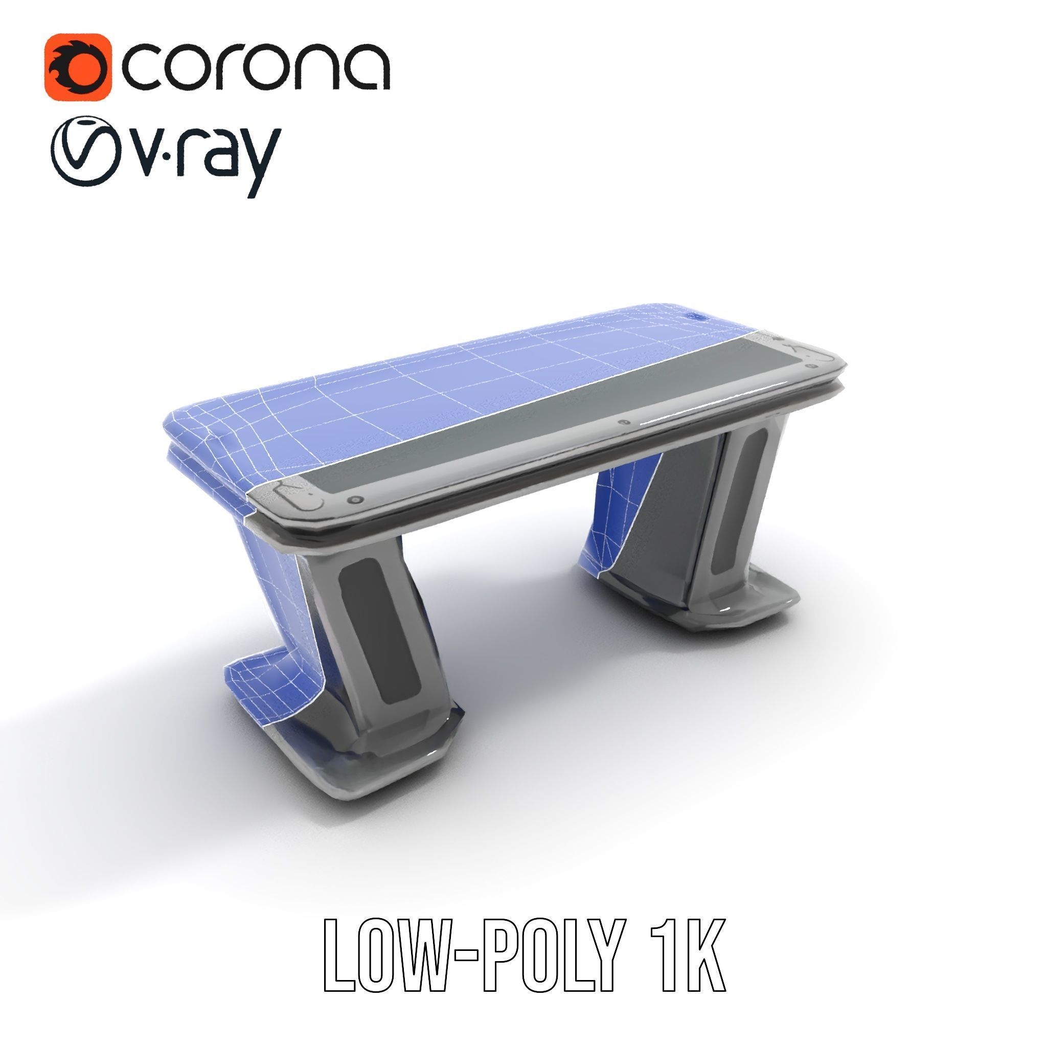 Futuristic Gaming Desk Model Pack Low-poly 3D model_14
