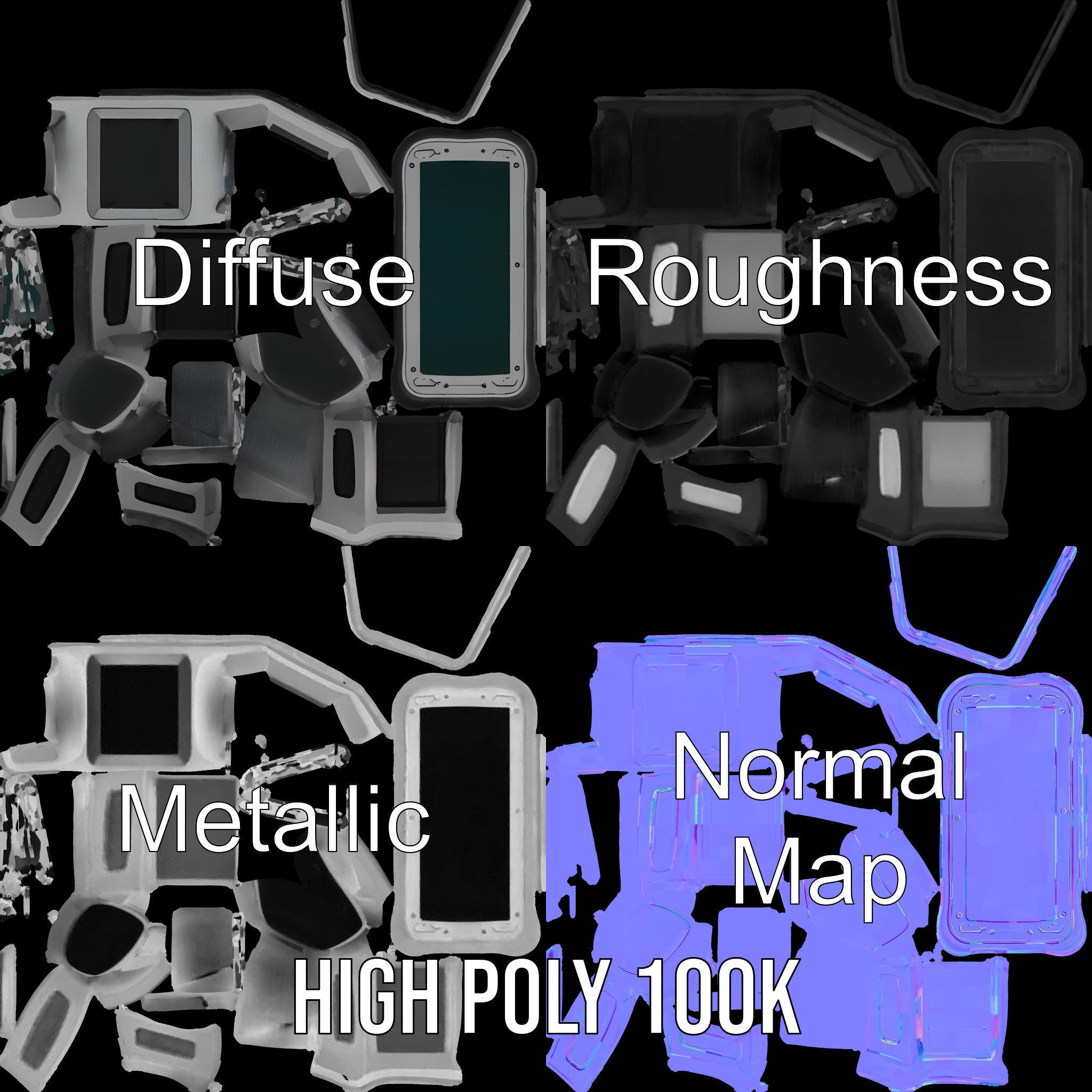 Futuristic Gaming Desk Model Pack Low-poly 3D model_3