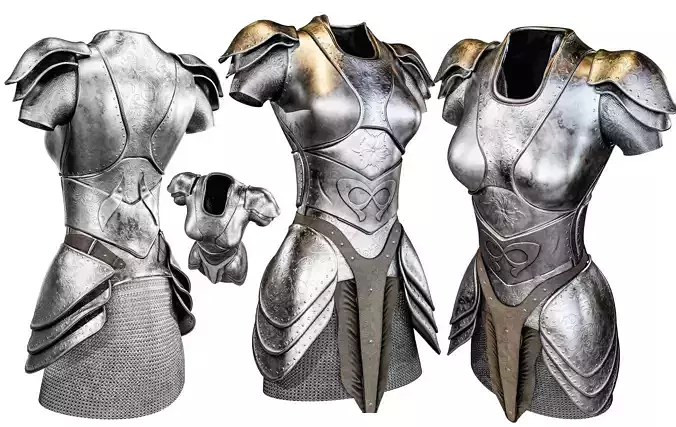 Women Medieval Armor Low-poly 3D model