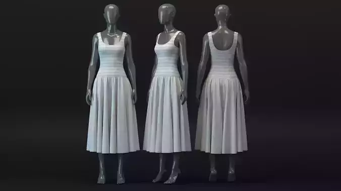 A-line Smocked Dress 3D model