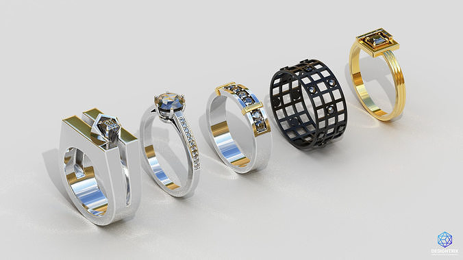Ring 3D Model Pack Low-poly 3D model
