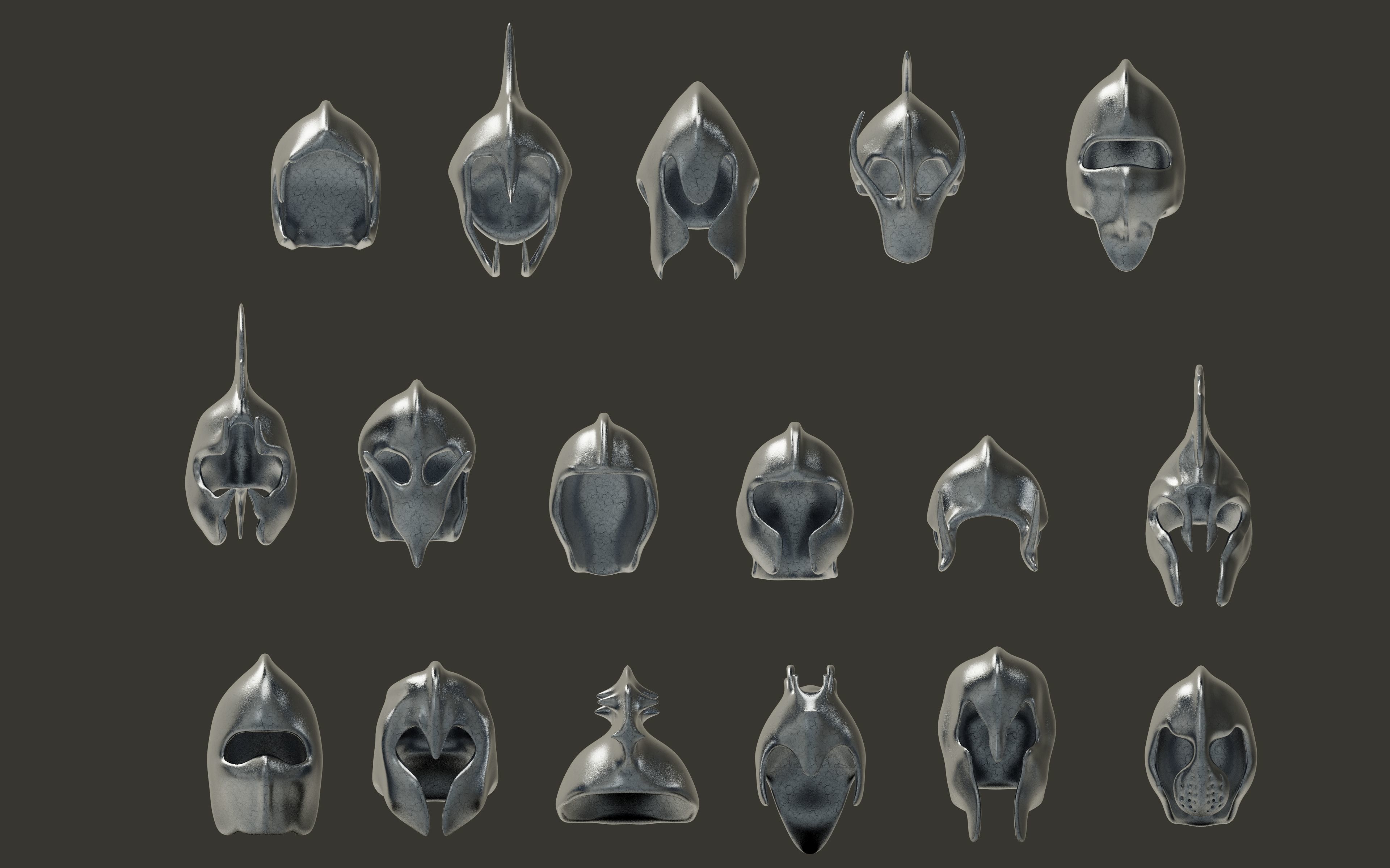 50 Model of warrior helmet-weapons and armor-Vol 03 Low-poly 3D model_19