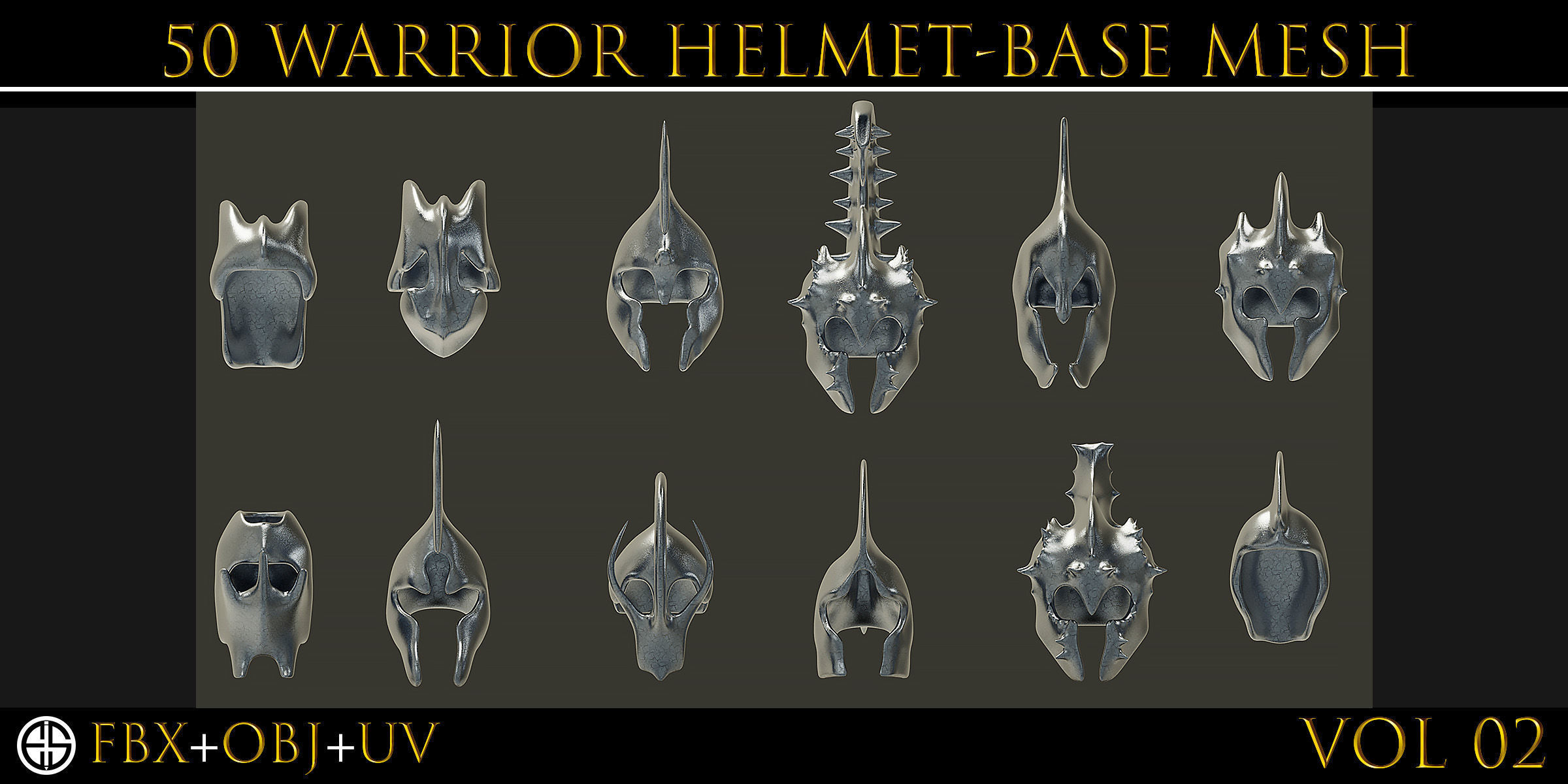 50 Model of warrior helmet-weapons and armor-Vol 03 Low-poly 3D model_14