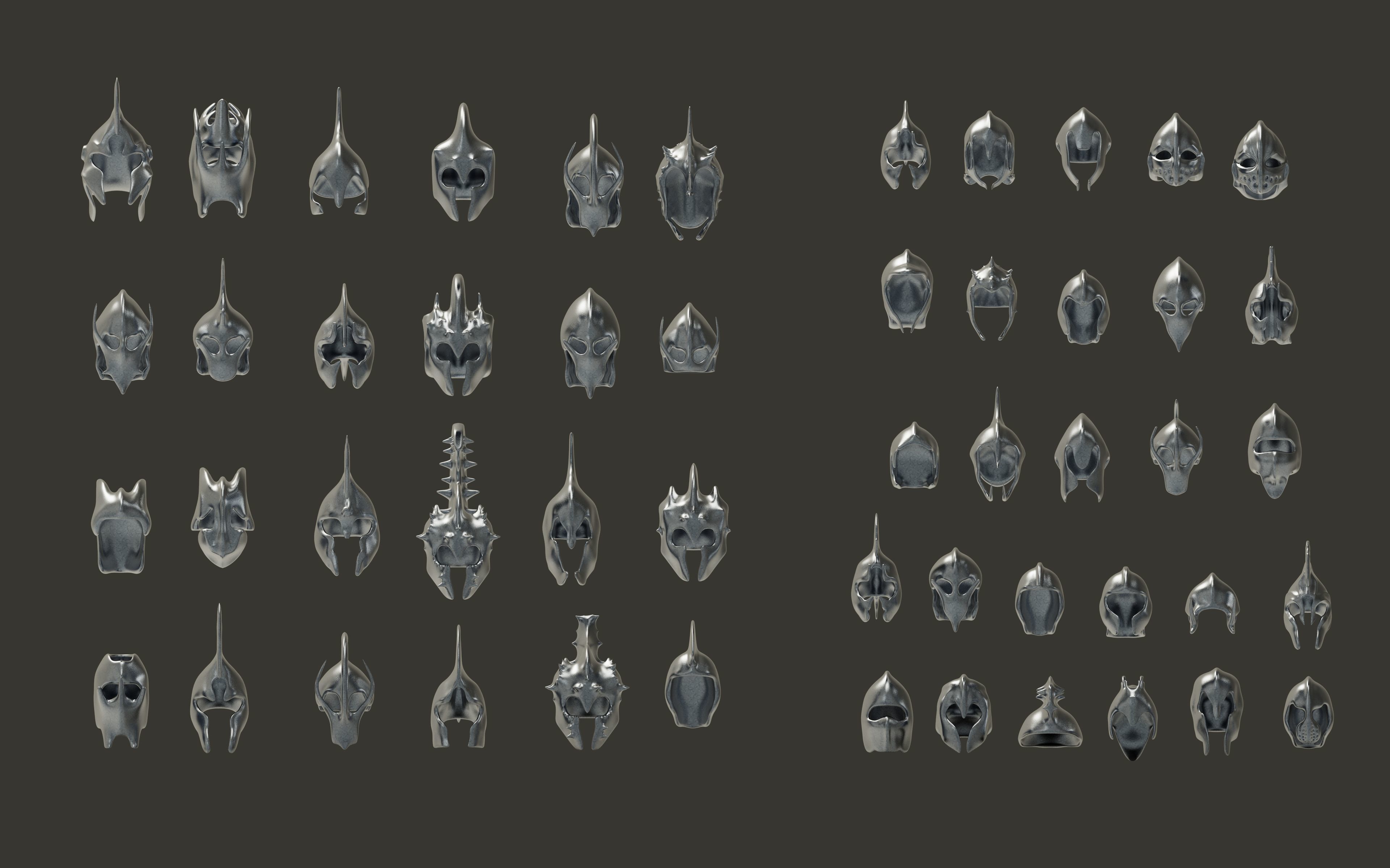 50 Model of warrior helmet-weapons and armor-Vol 03 Low-poly 3D model_2