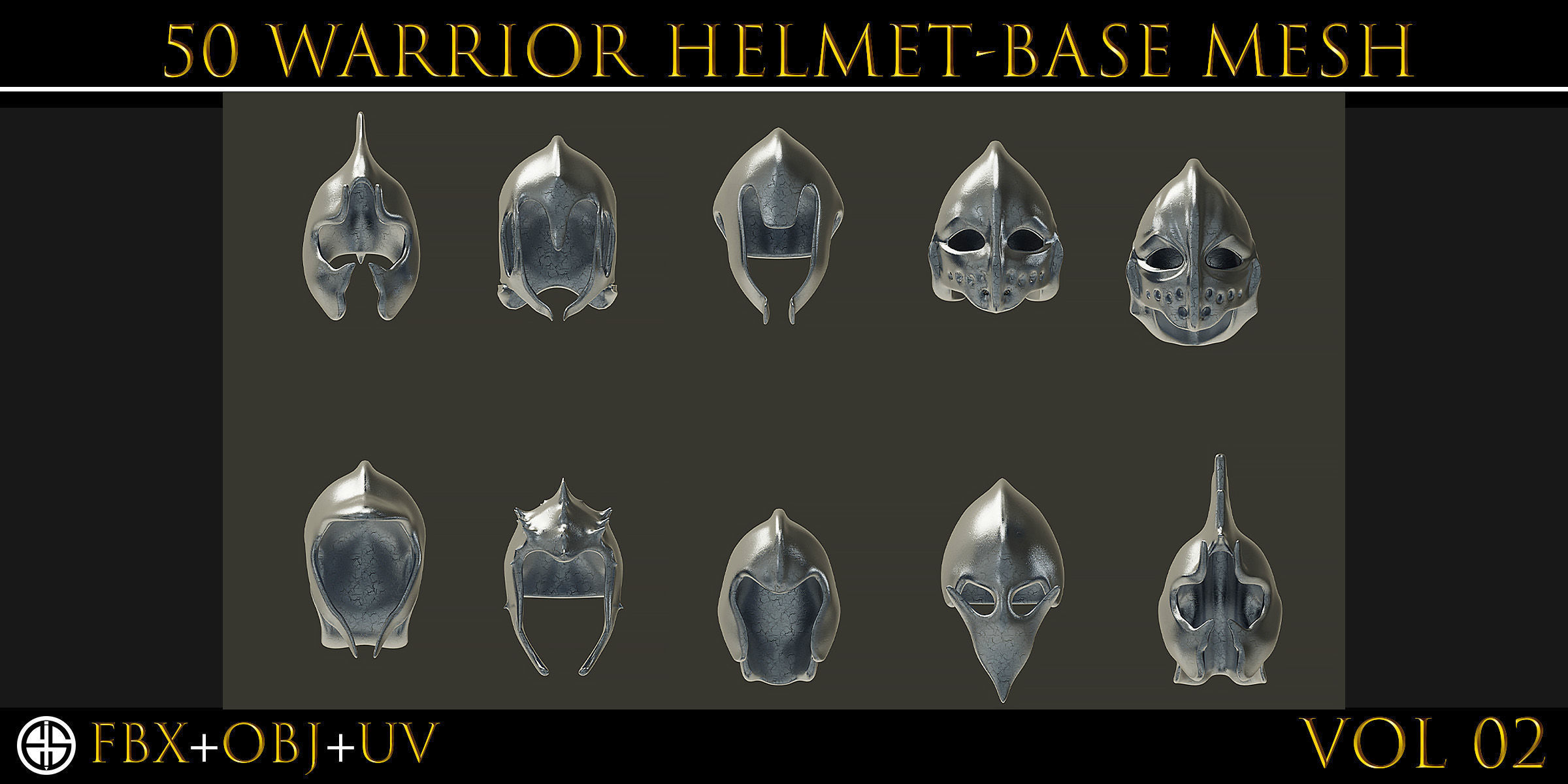 50 Model of warrior helmet-weapons and armor-Vol 03 Low-poly 3D model_9