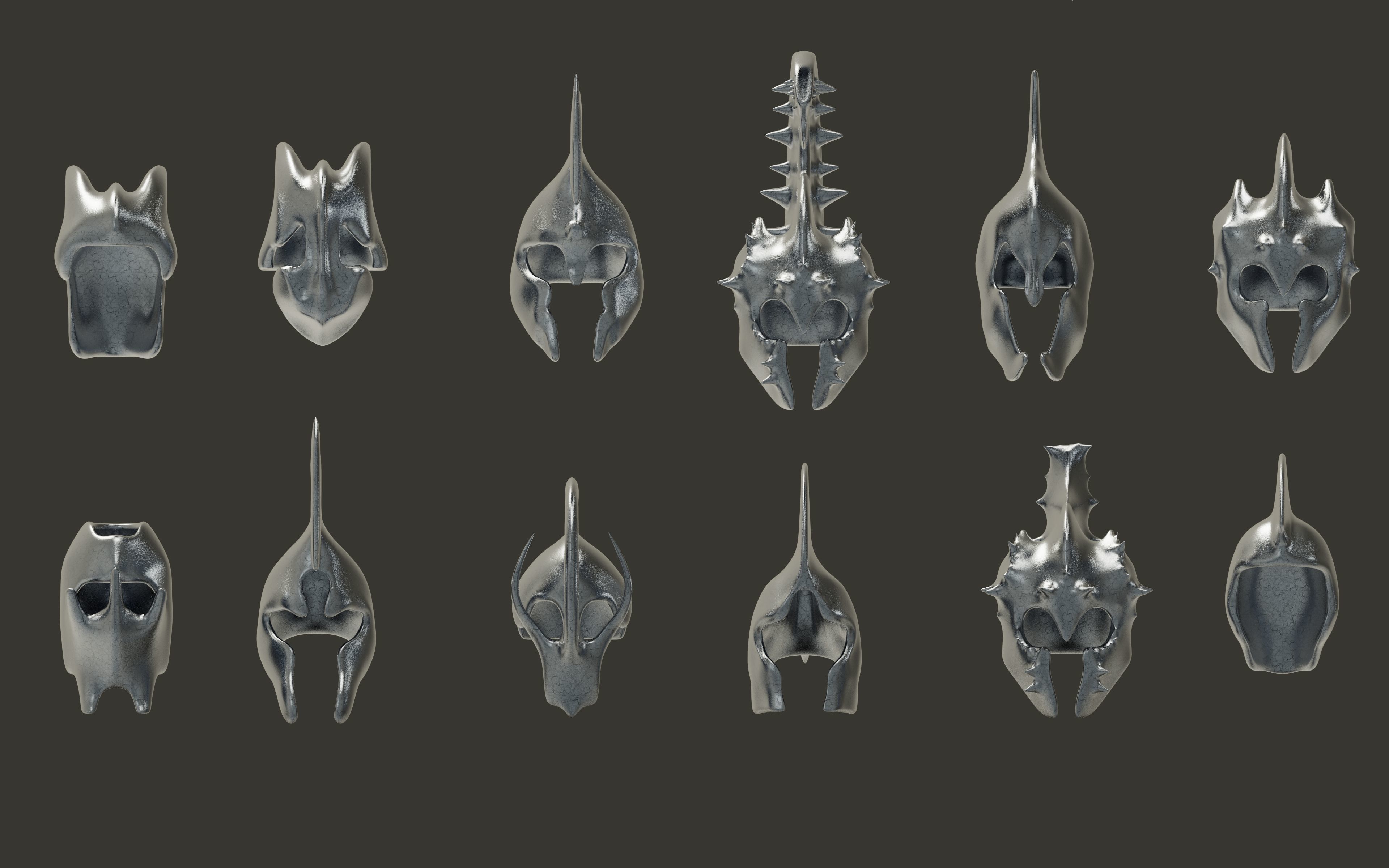 50 Model of warrior helmet-weapons and armor-Vol 03 Low-poly 3D model_17