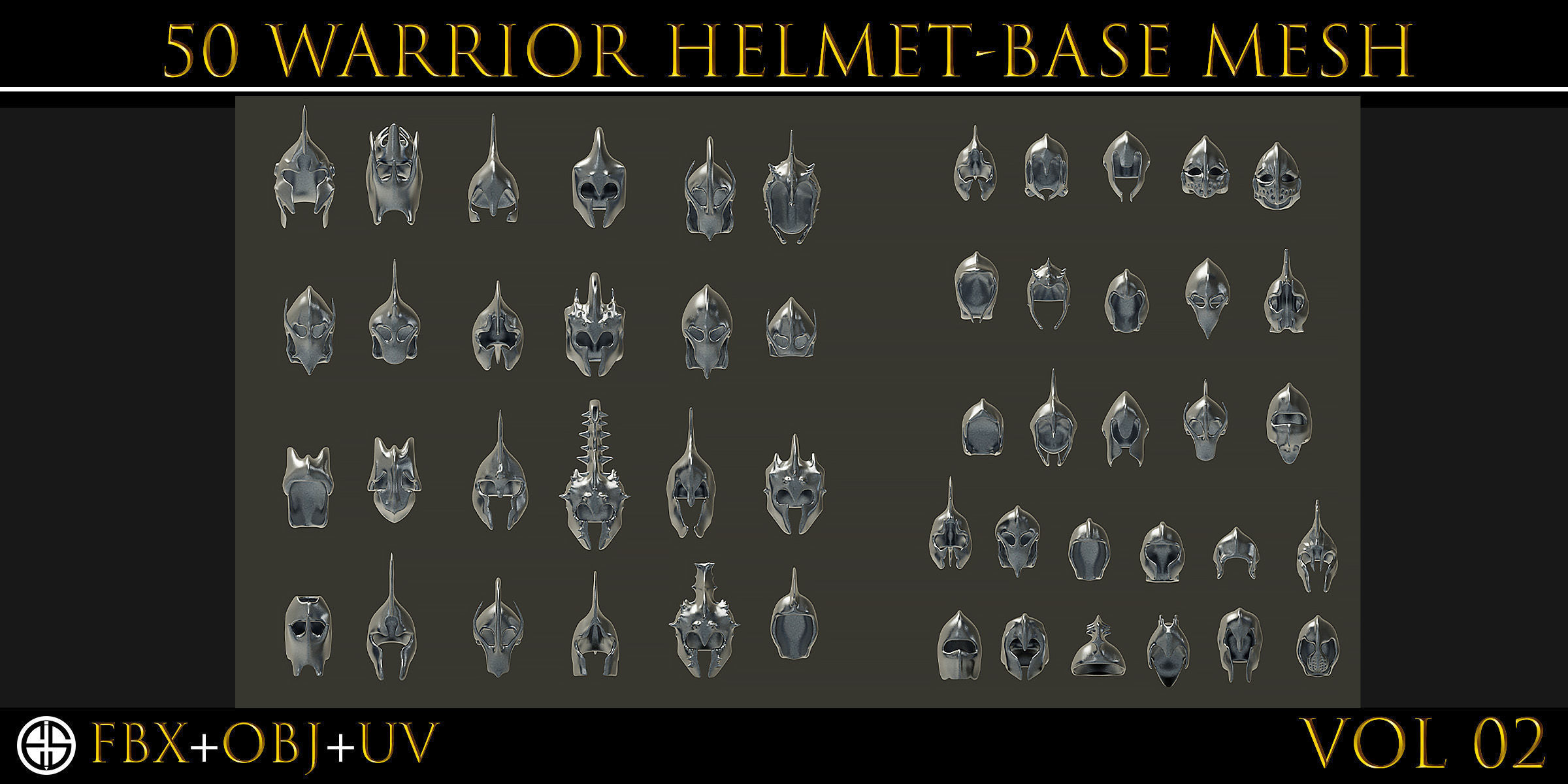 50 Model of warrior helmet-weapons and armor-Vol 03 Low-poly 3D model_16