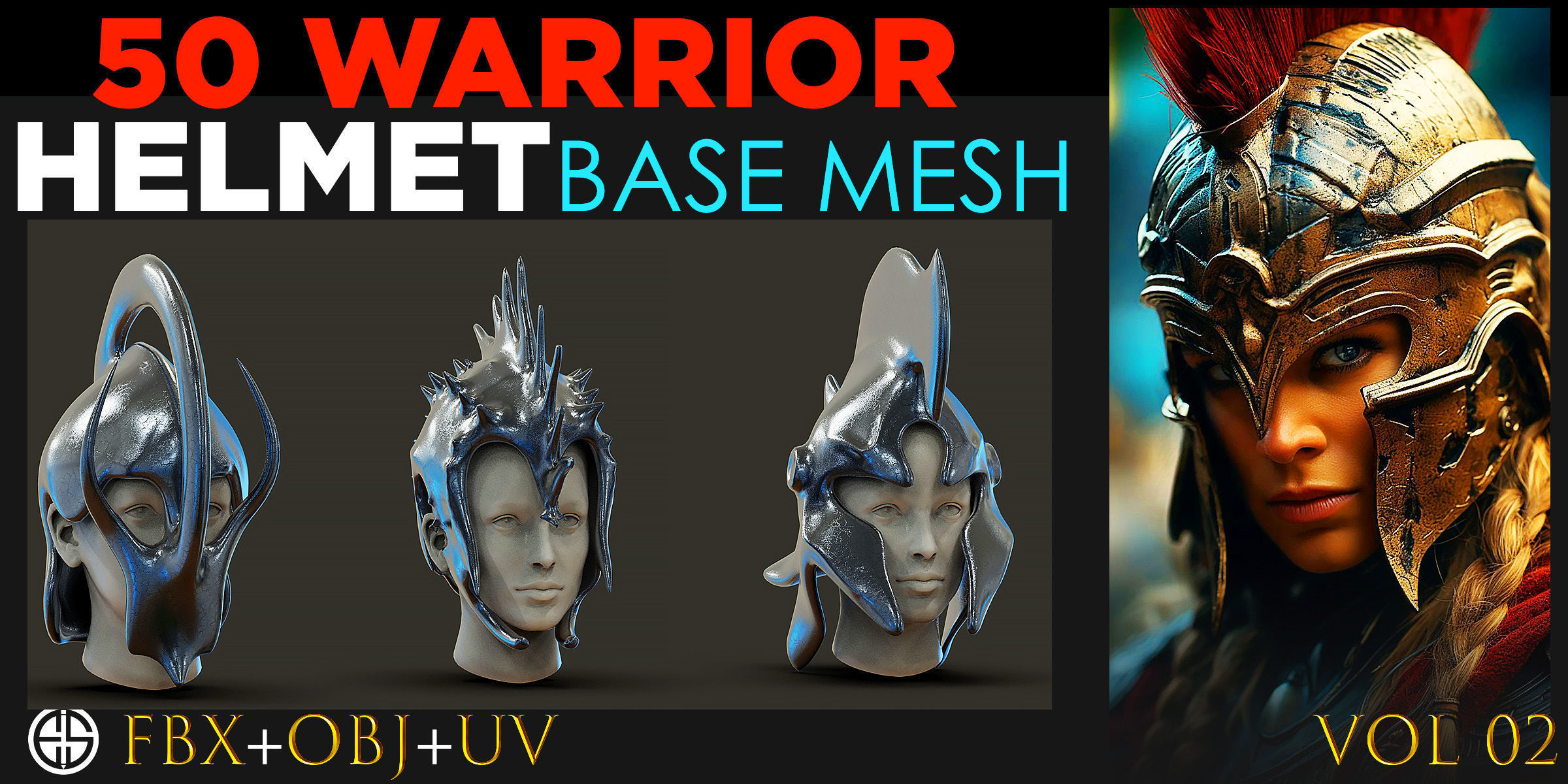50 Model of warrior helmet-weapons and armor-Vol 03 Low-poly 3D model_1