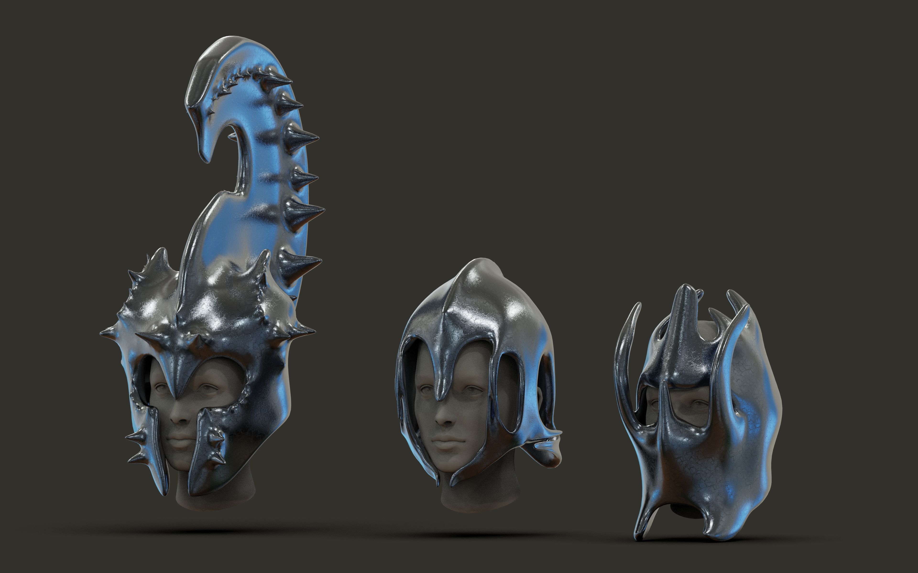 50 Model of warrior helmet-weapons and armor-Vol 03 Low-poly 3D model_10